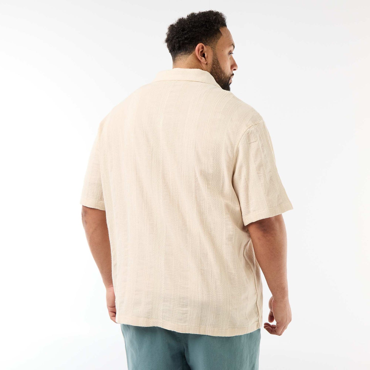 Short-Sleeved Patterned Knit Shirt WHITE
