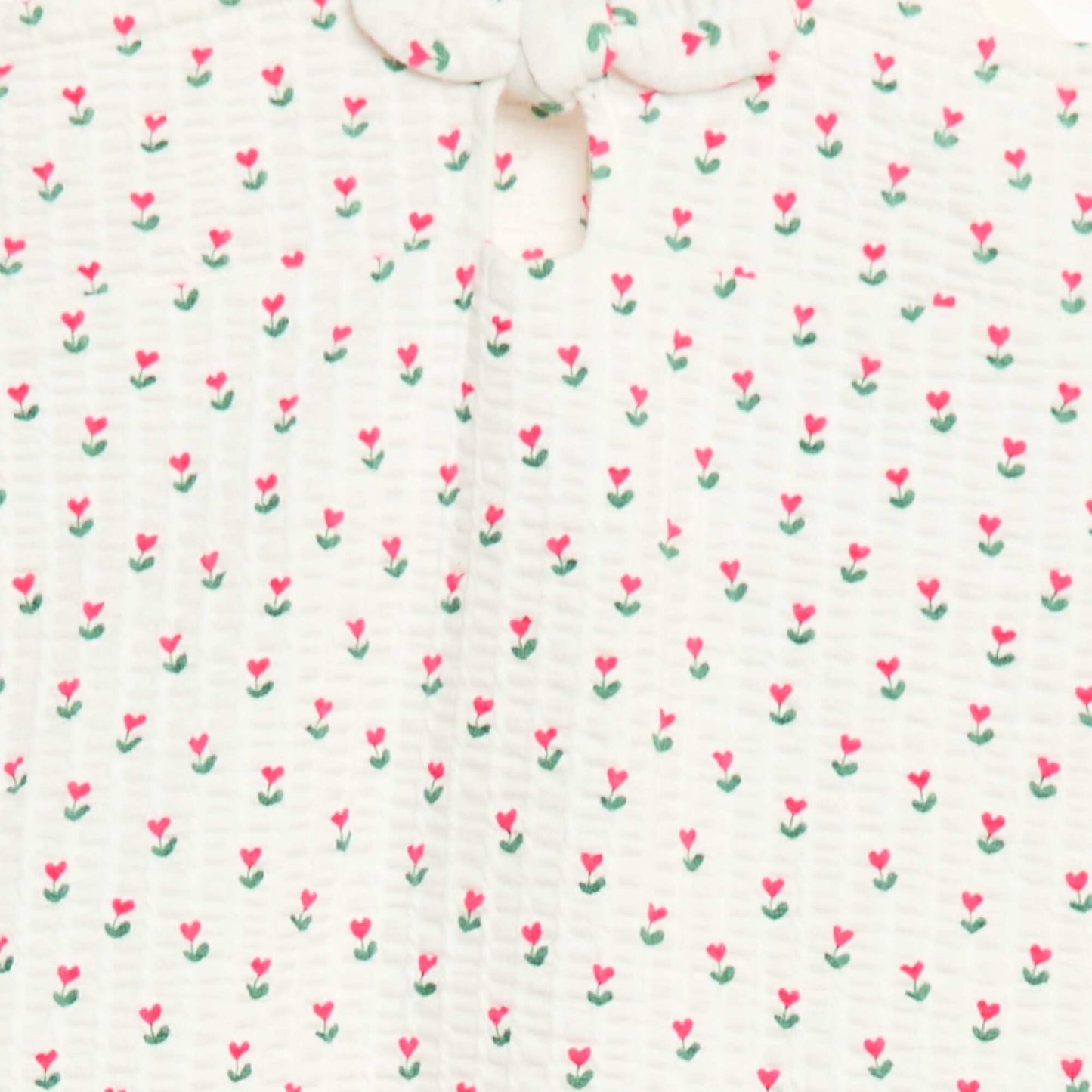 Waffle Knit Romper with Print WHITE
