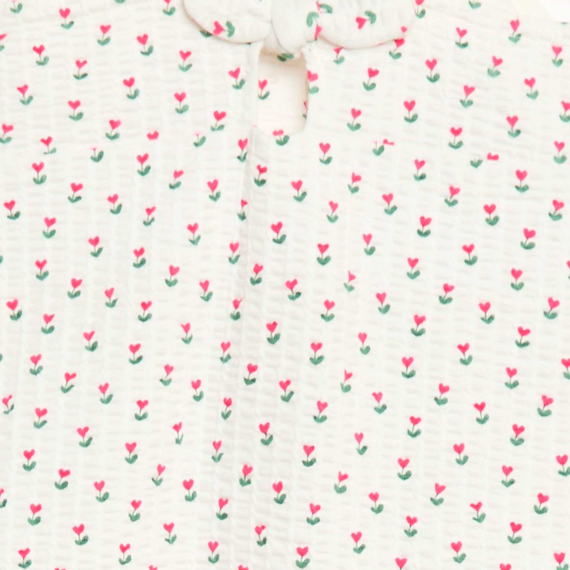Waffle Knit Romper with Print WHITE
