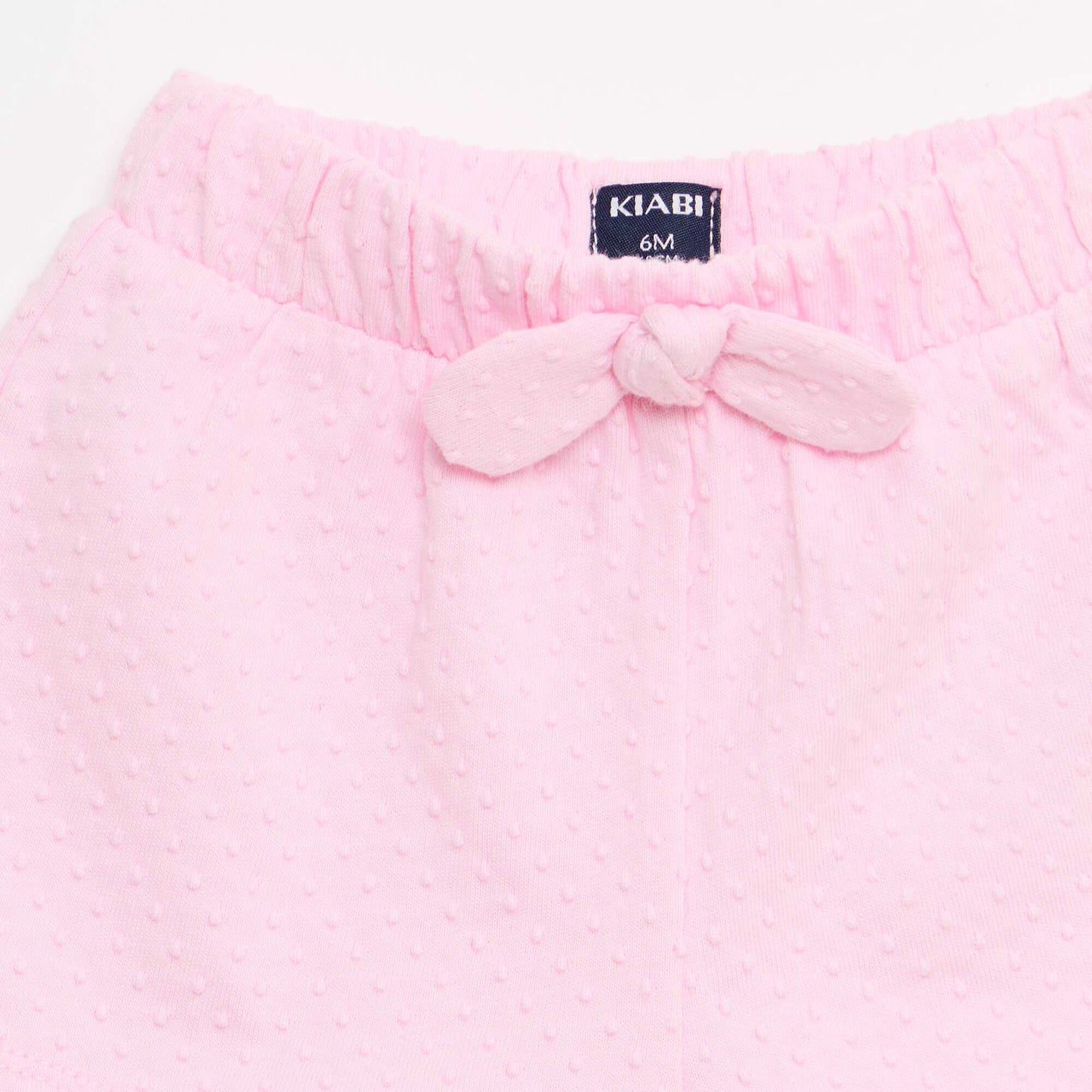 Solid Jacquard Knit Shorts with Decorative Bow PINK