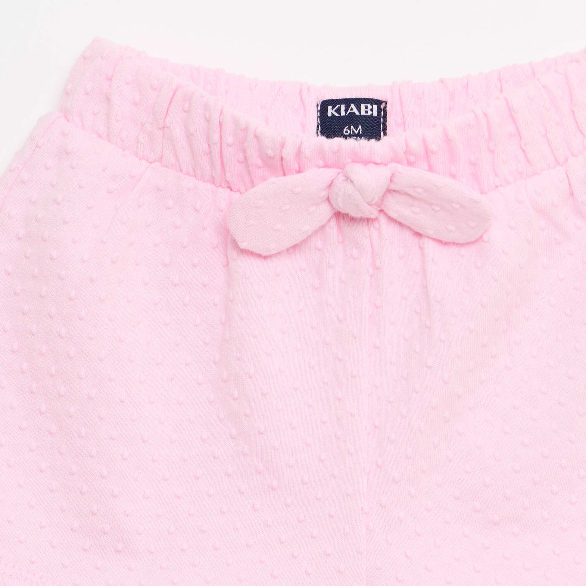 Solid Jacquard Knit Shorts with Decorative Bow PINK