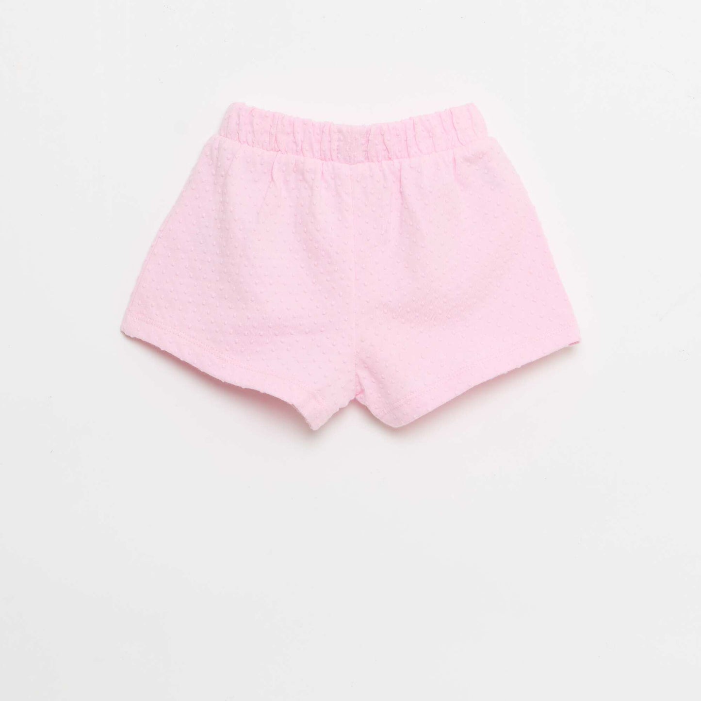 Solid Jacquard Knit Shorts with Decorative Bow PINK