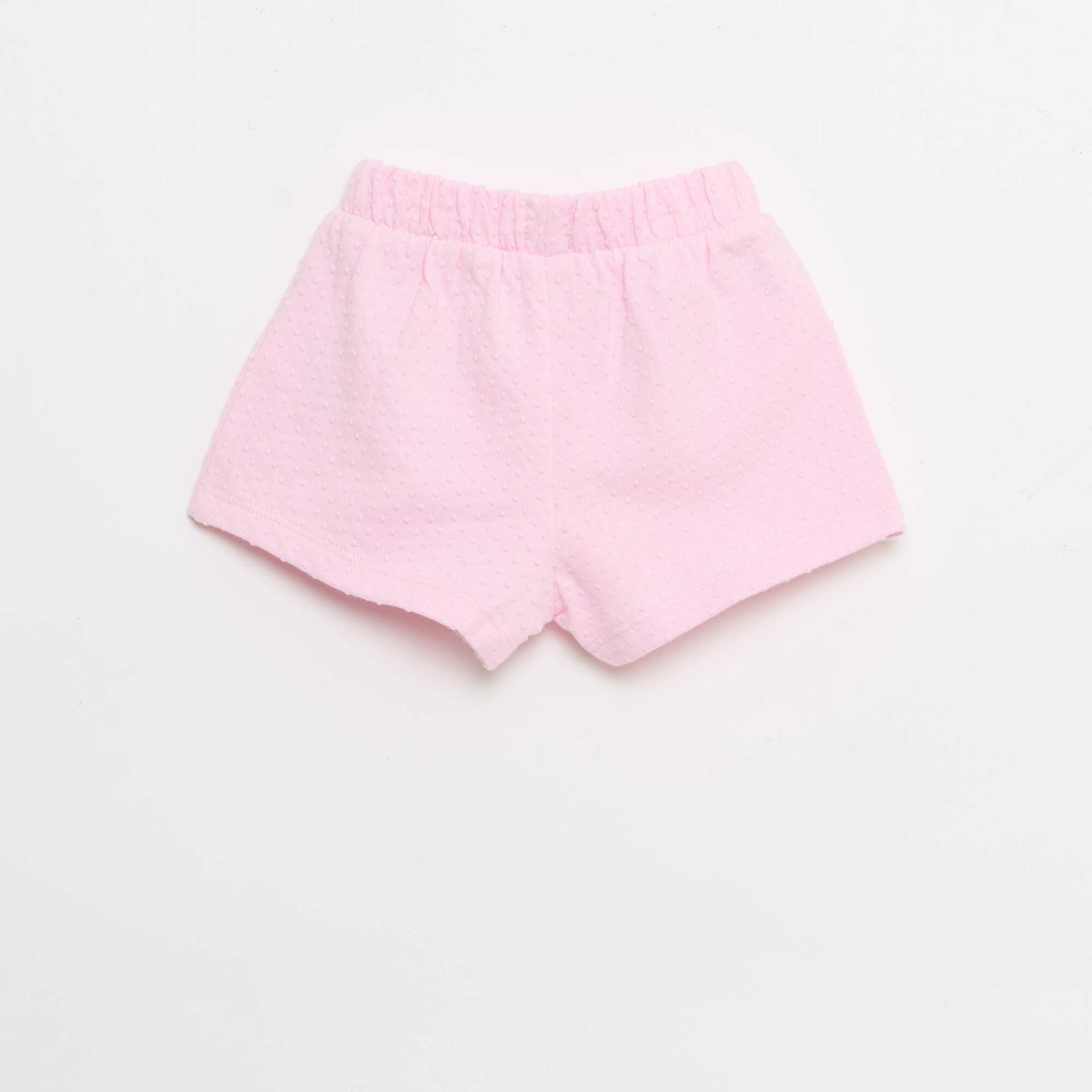 Solid Jacquard Knit Shorts with Decorative Bow PINK