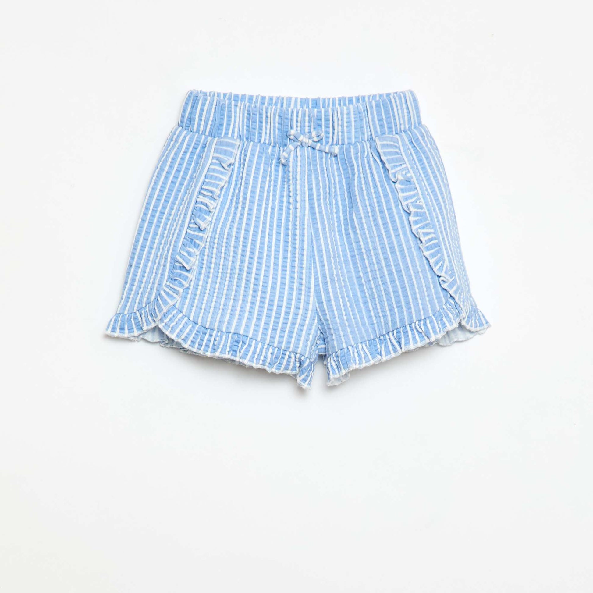 Waffle Knit Ruffled Shorts BLUE