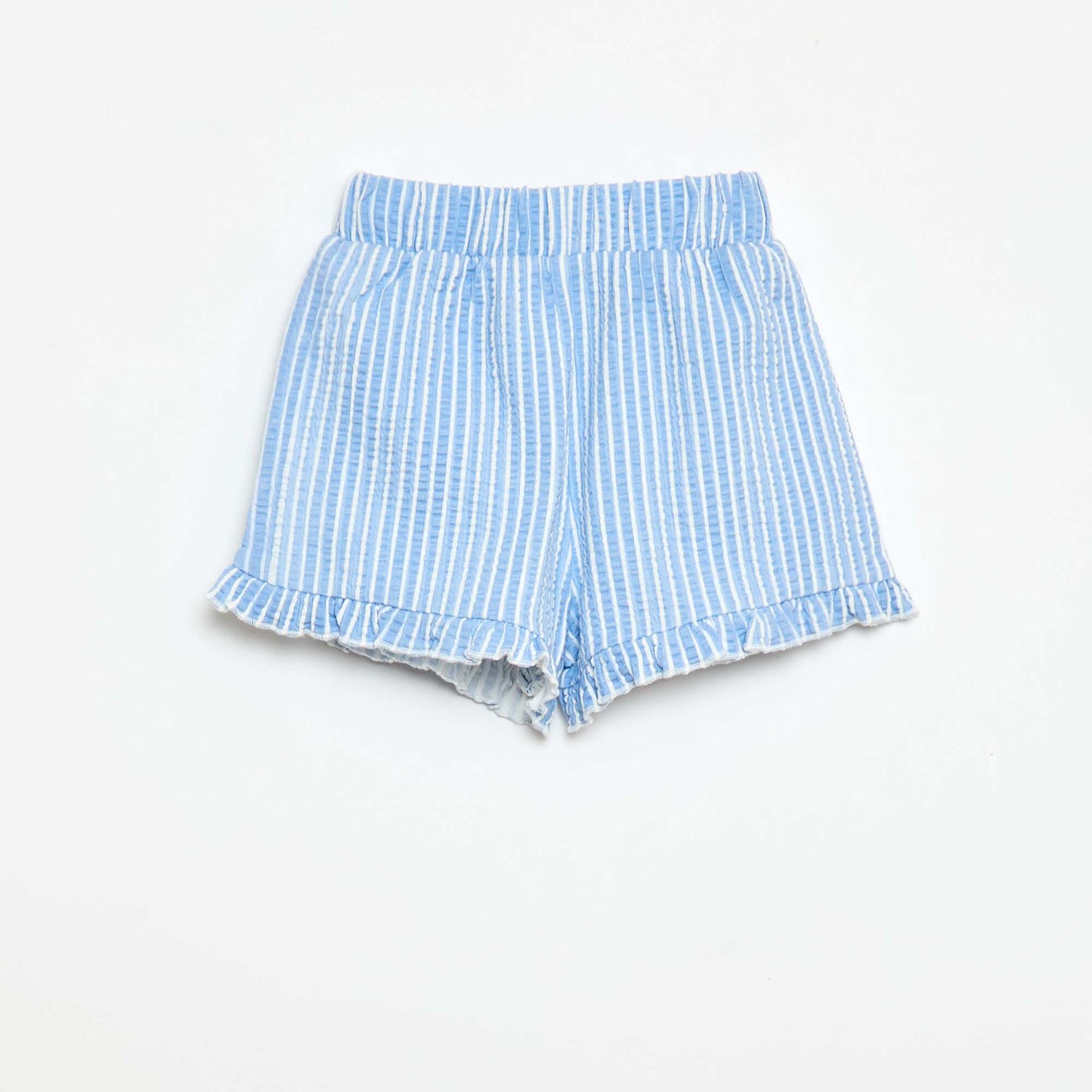 Waffle Knit Ruffled Shorts BLUE
