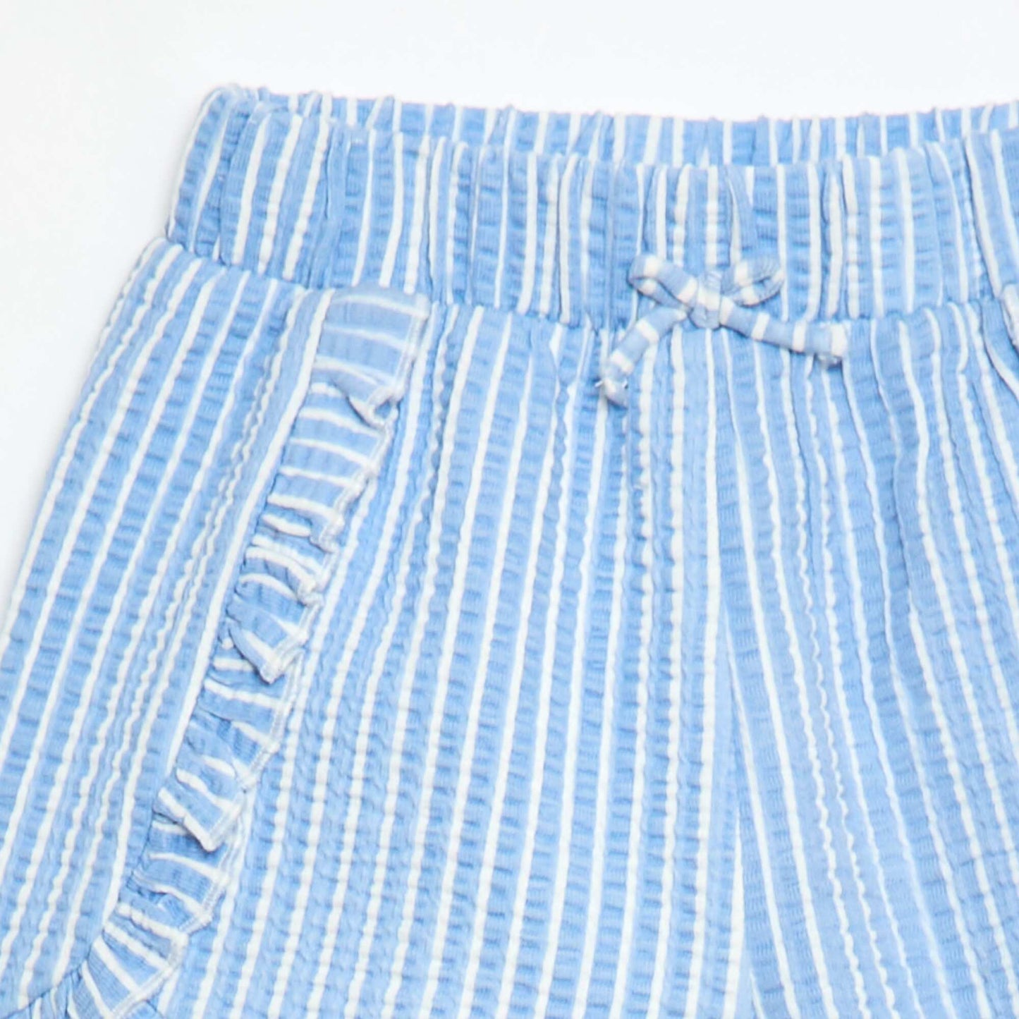 Waffle Knit Ruffled Shorts BLUE