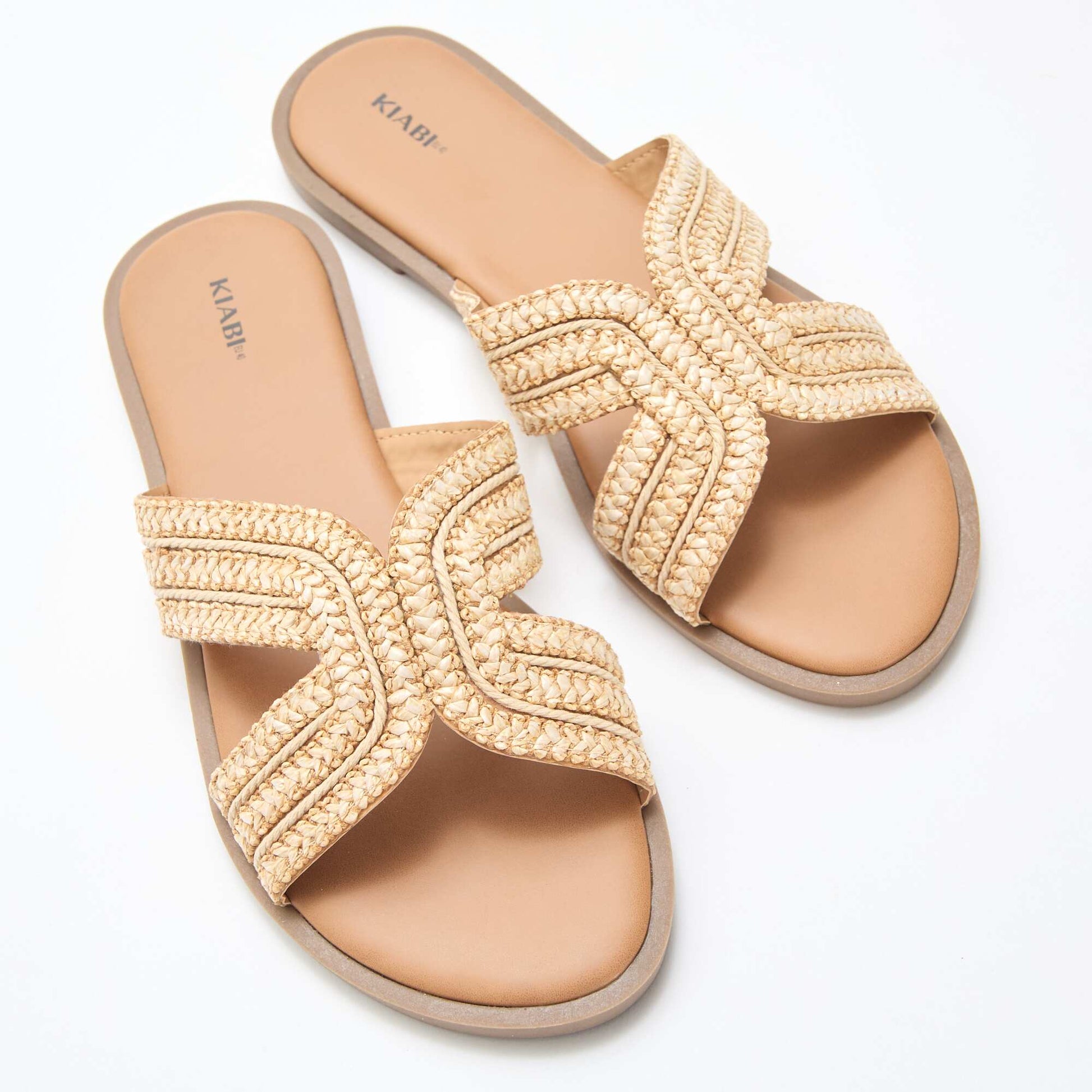 Straw Strap Mules BEIGE