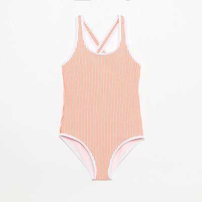 Striped One-Piece Swimsuit RED