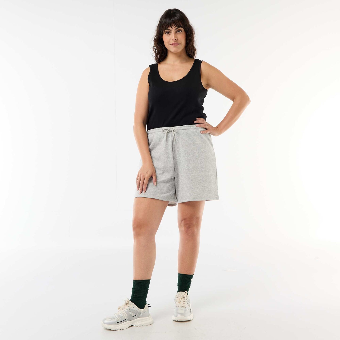 Ribbed basic tank top BLACK
