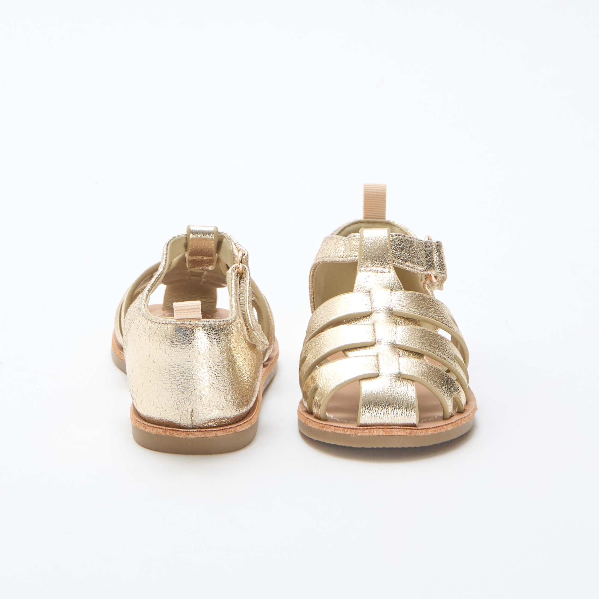 Glittery Closed-Toe Flat Sandals YELLOW