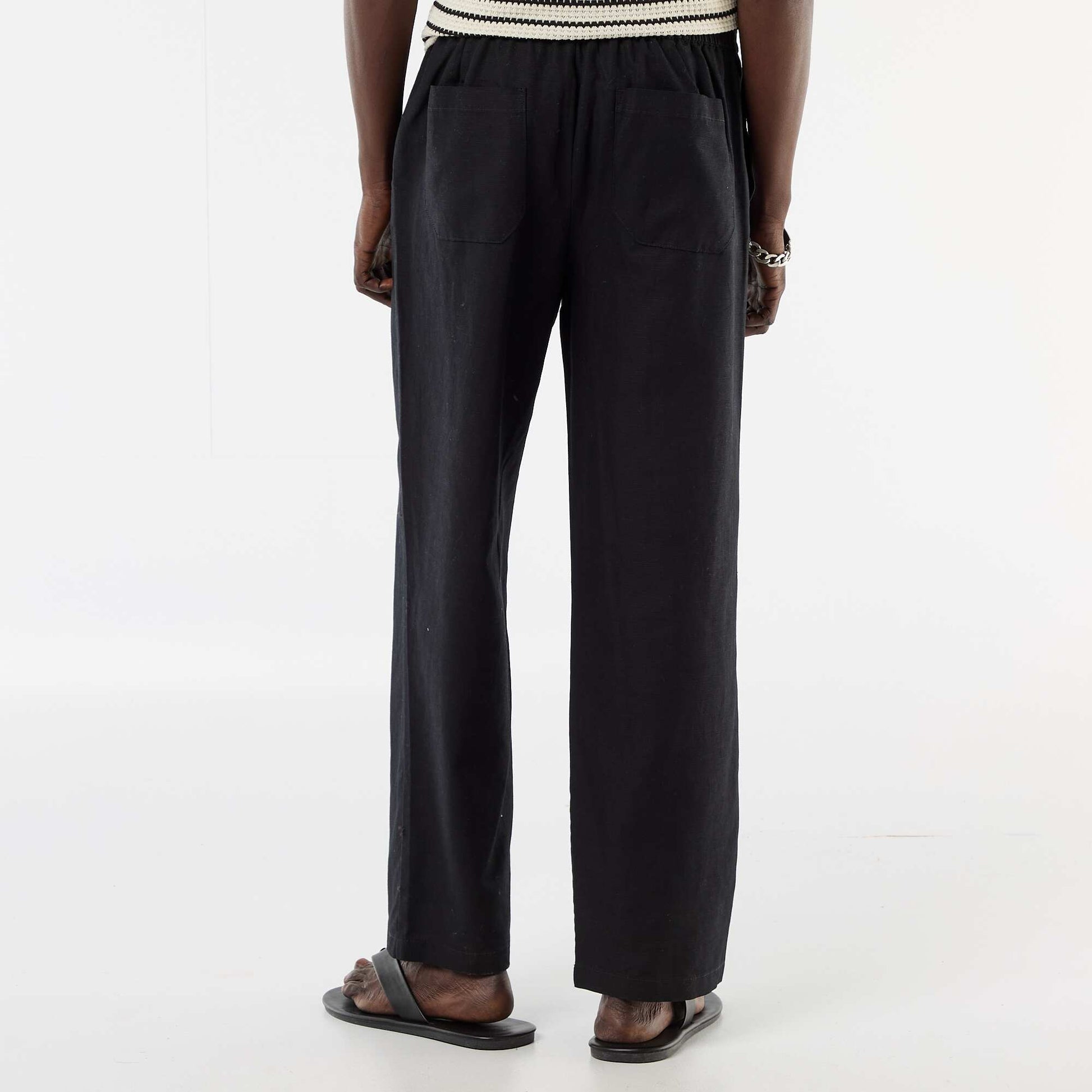 Linen Blend Trousers BLACK