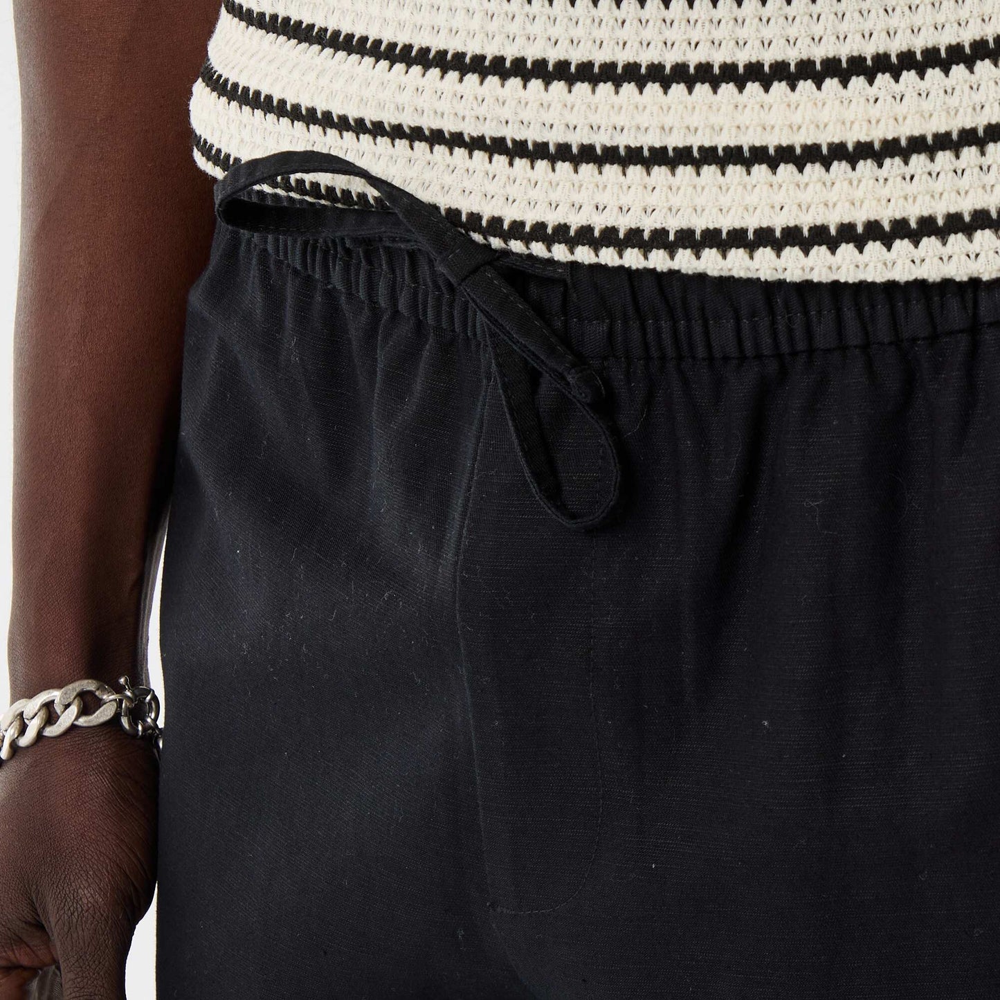 Linen Blend Trousers BLACK