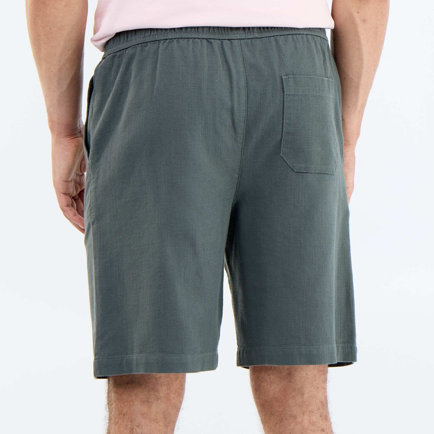 Lightweight fleece Bermuda shorts with drawstrings GREEN