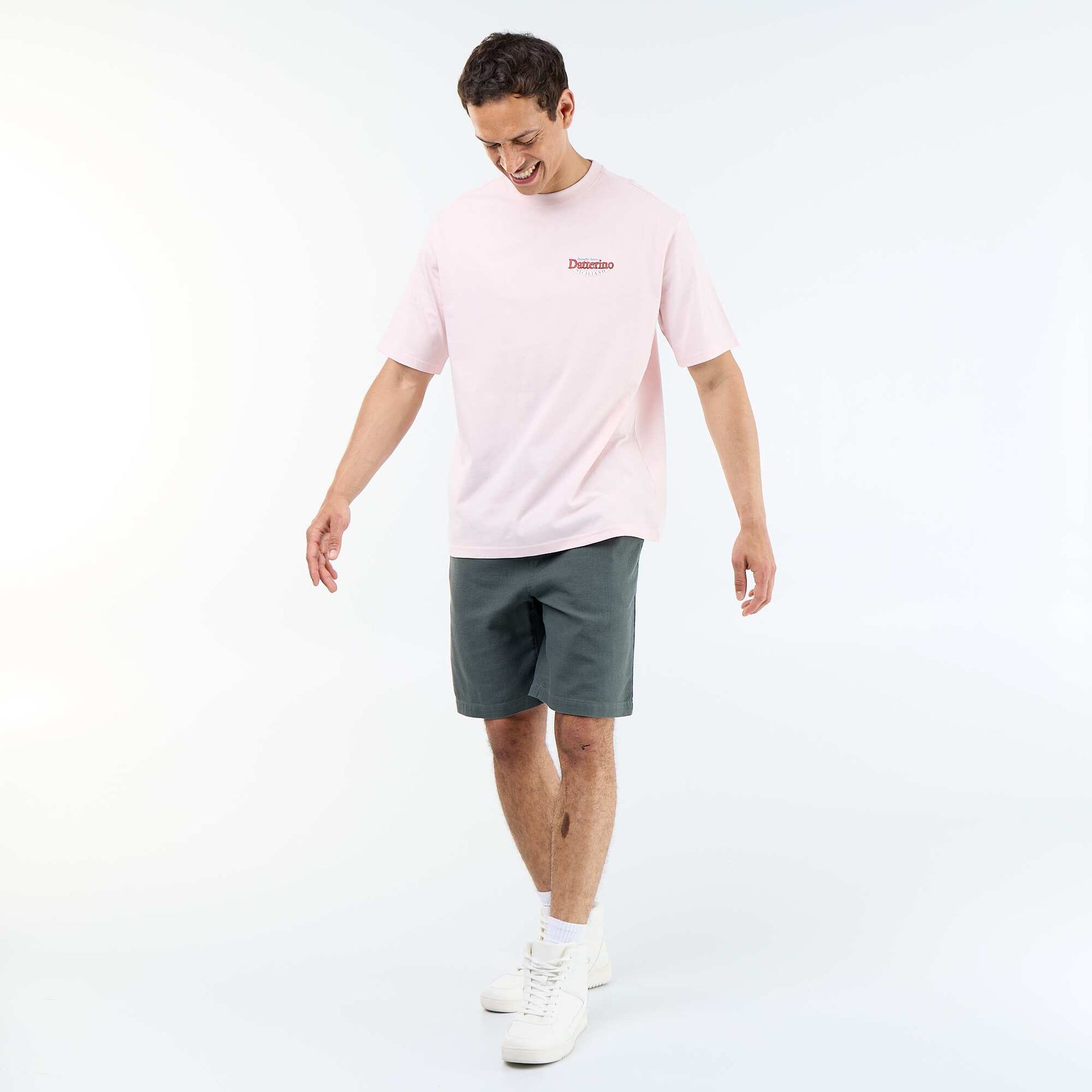 Lightweight fleece Bermuda shorts with drawstrings GREEN