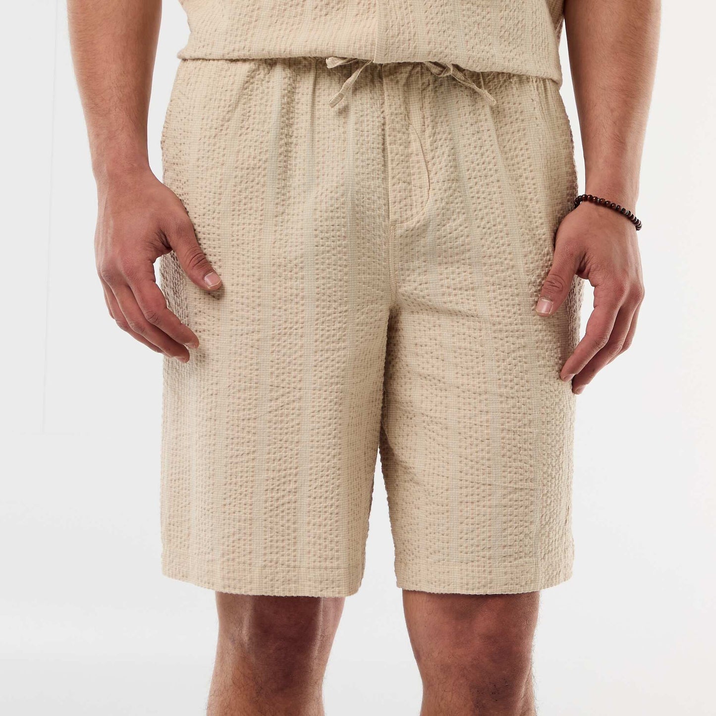 Crêpe-effect Bermuda Shorts BEIGE