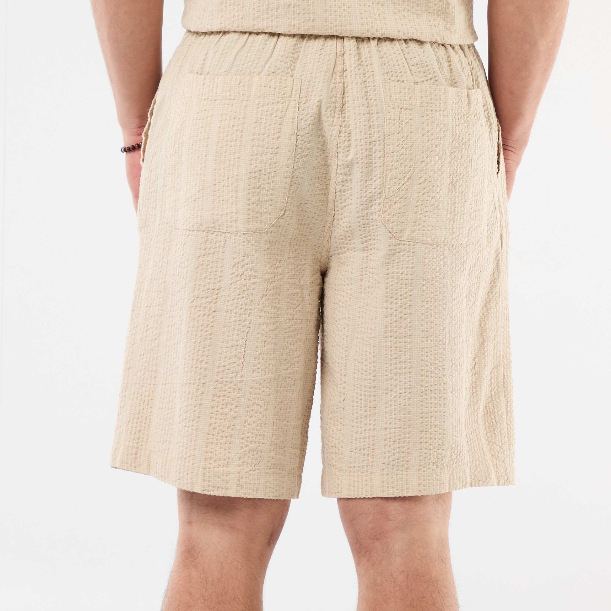 Crêpe-effect Bermuda Shorts BEIGE