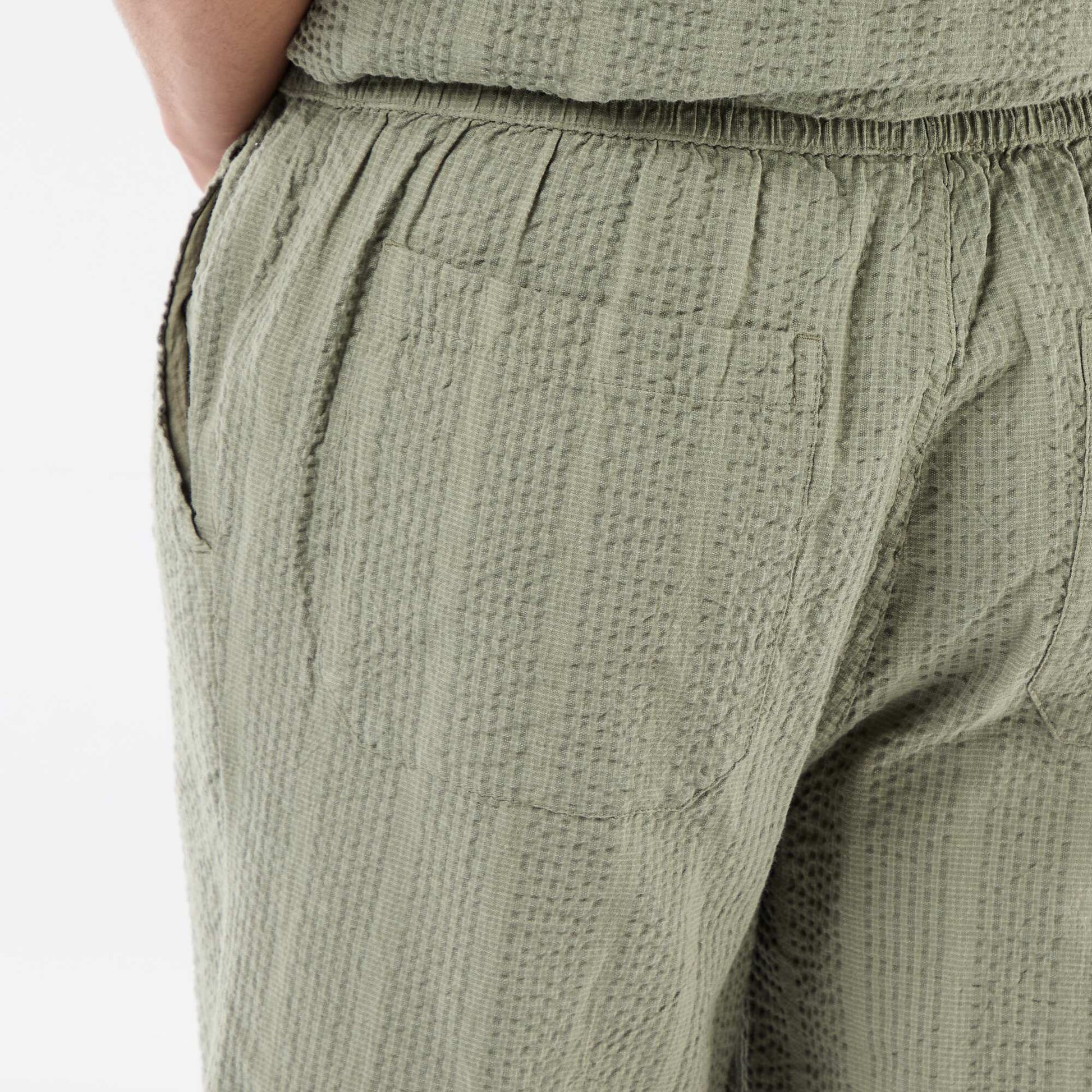 Crêpe-effect Bermuda Shorts GREEN