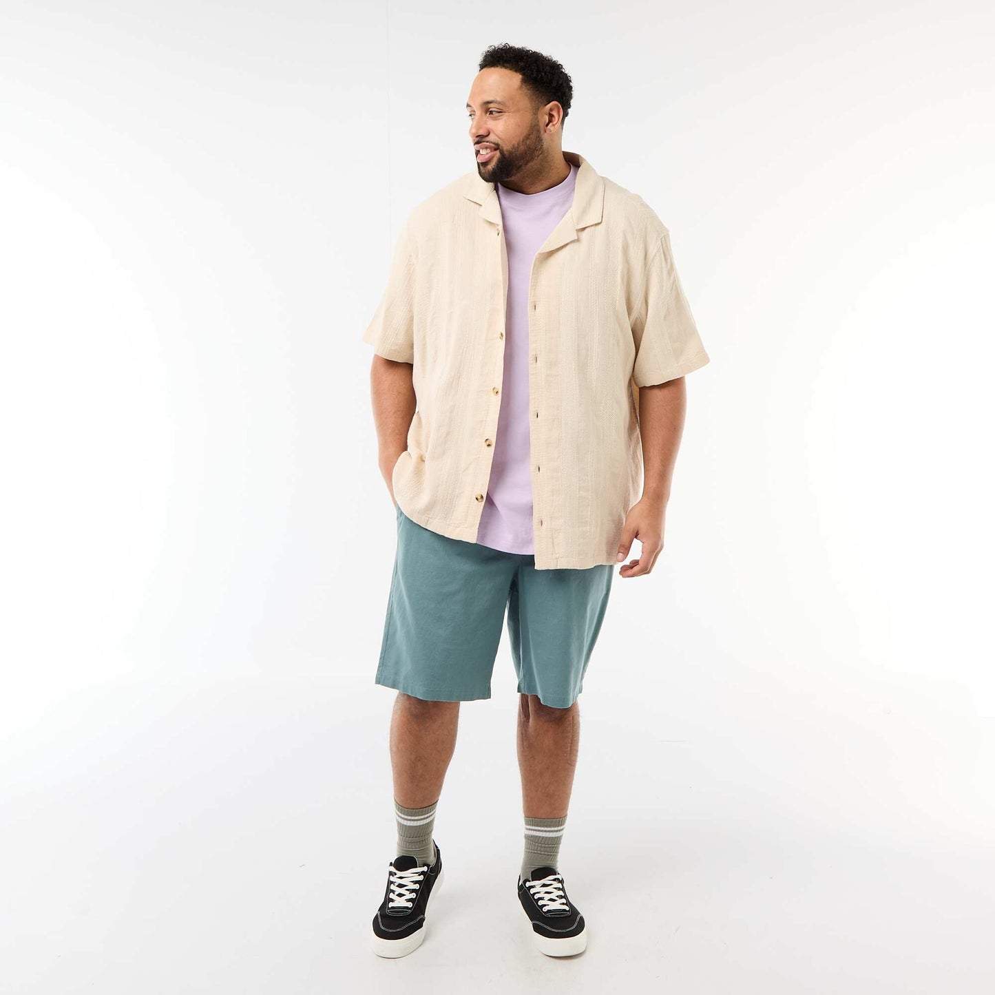 Lightweight Solid Bermuda Shorts with 4 Pockets BLUE