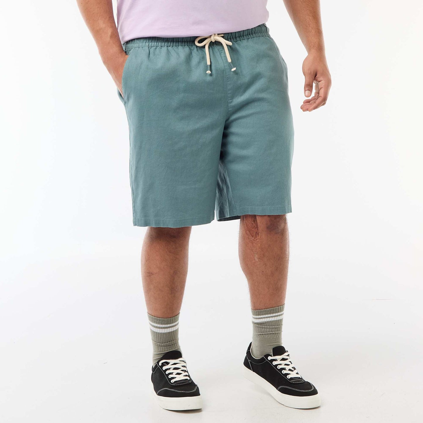 Lightweight Solid Bermuda Shorts with 4 Pockets BLUE