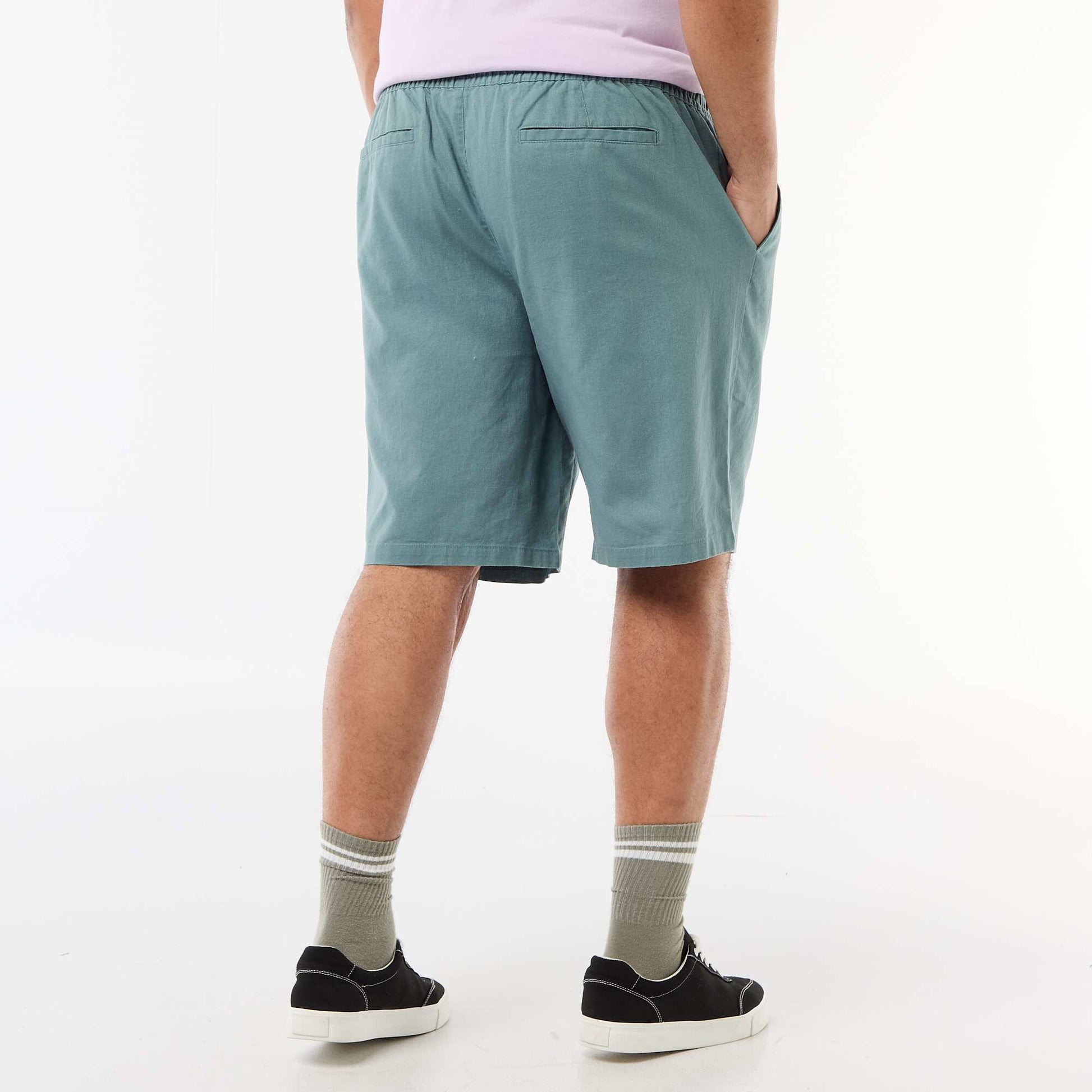 Lightweight Solid Bermuda Shorts with 4 Pockets BLUE