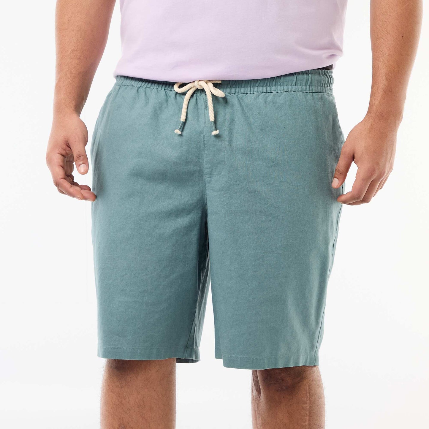 Lightweight Solid Bermuda Shorts with 4 Pockets BLUE