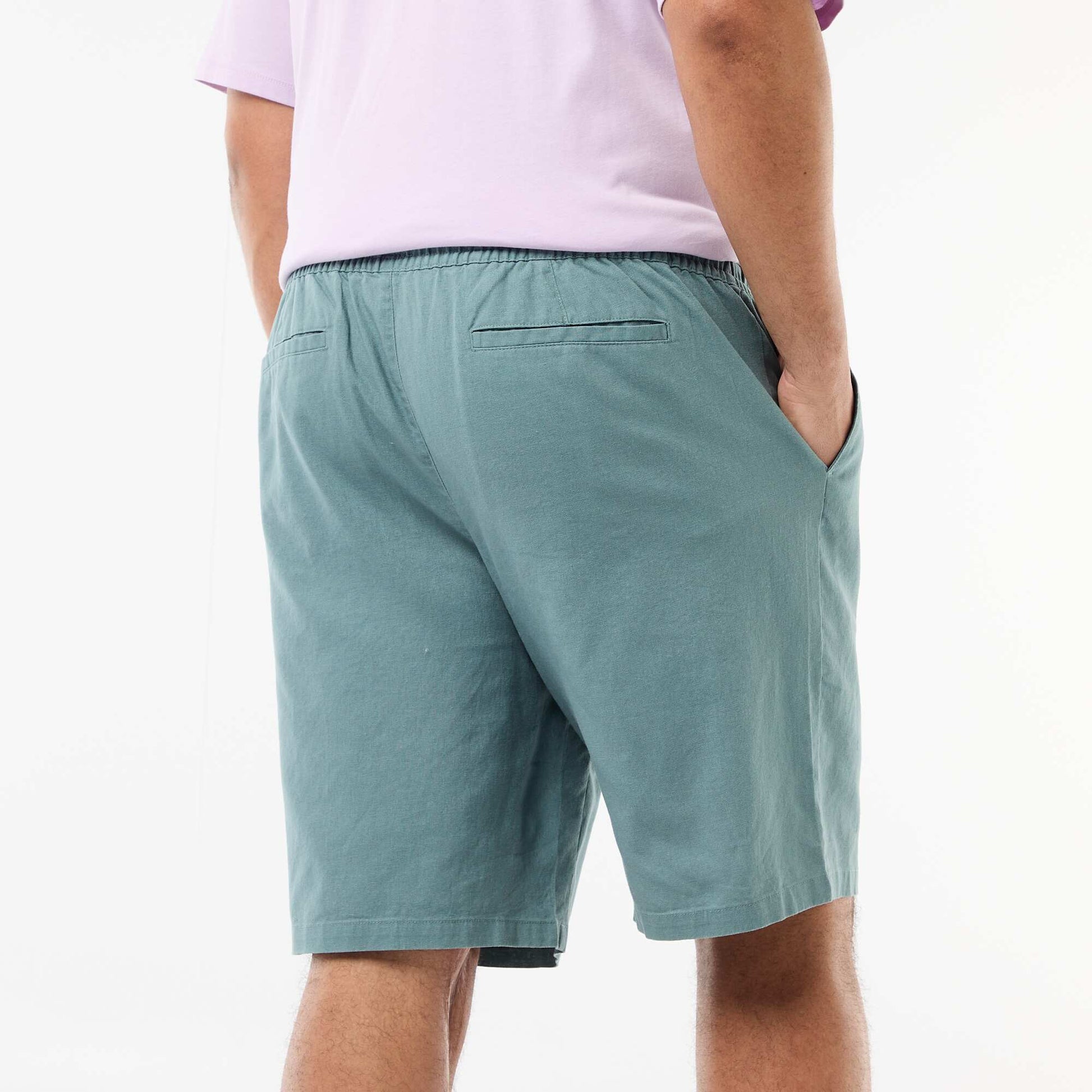 Lightweight Solid Bermuda Shorts with 4 Pockets BLUE