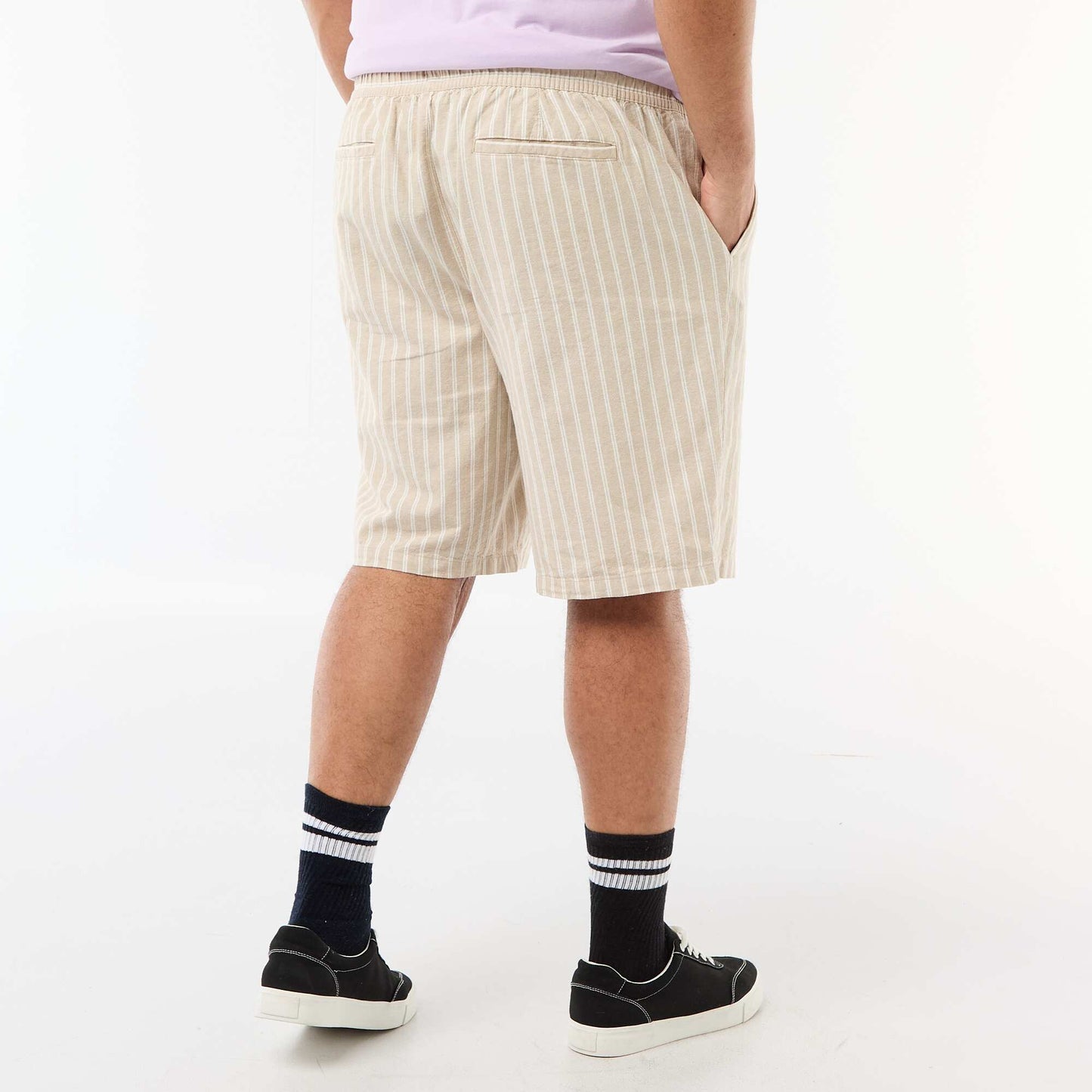 Lightweight Solid Bermuda Shorts with 4 Pockets BEIGE