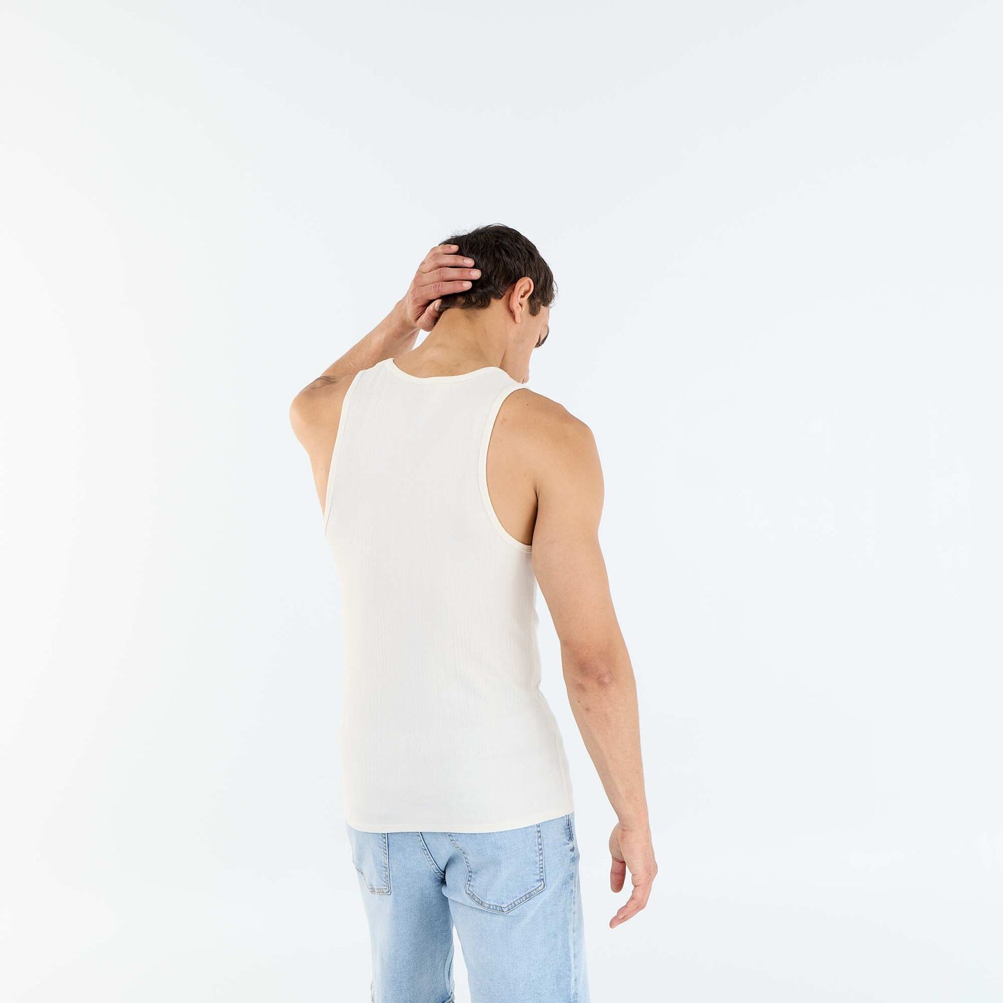 Plain Ribbed Tank Top BEIGE