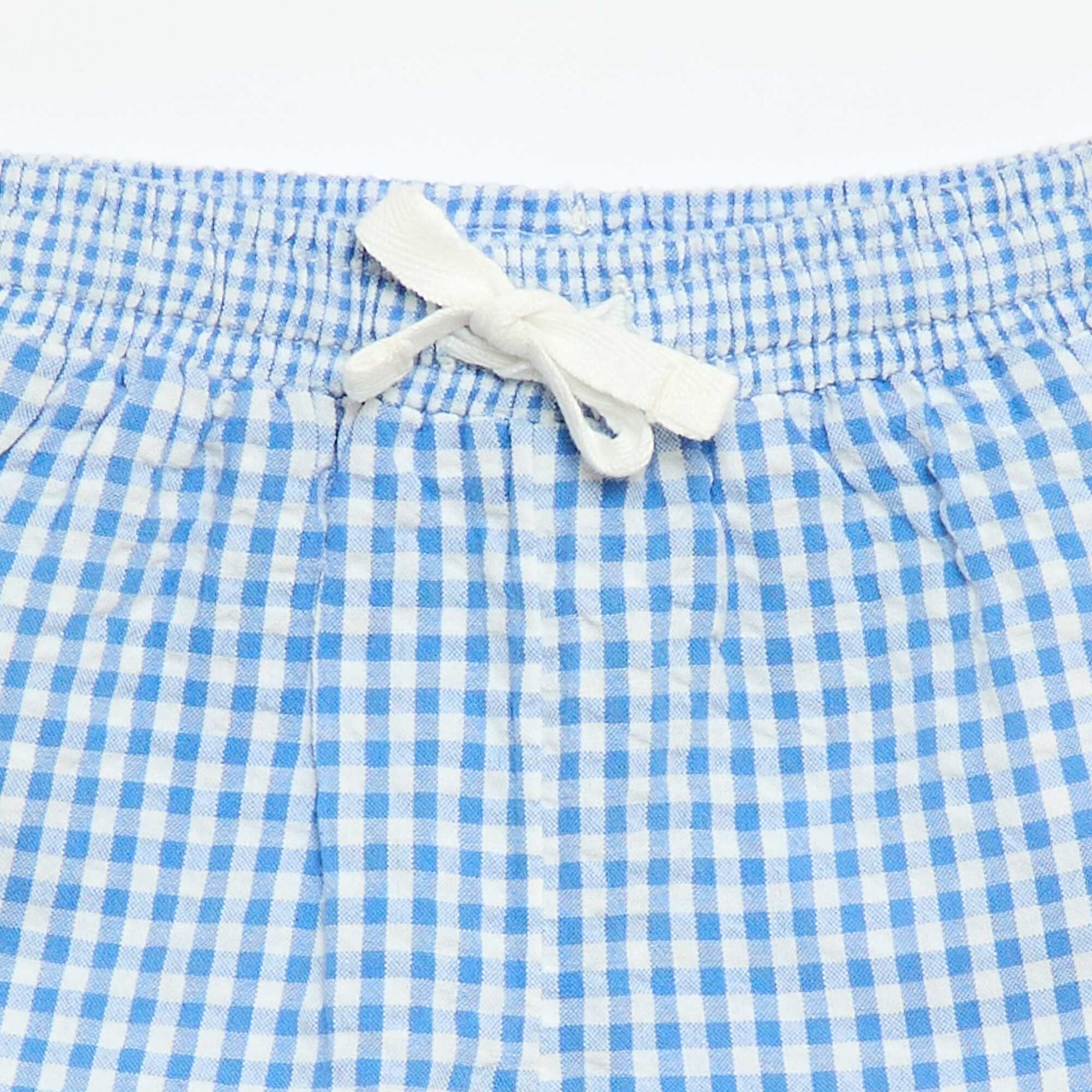 Gingham Seersucker Shorts BLUE