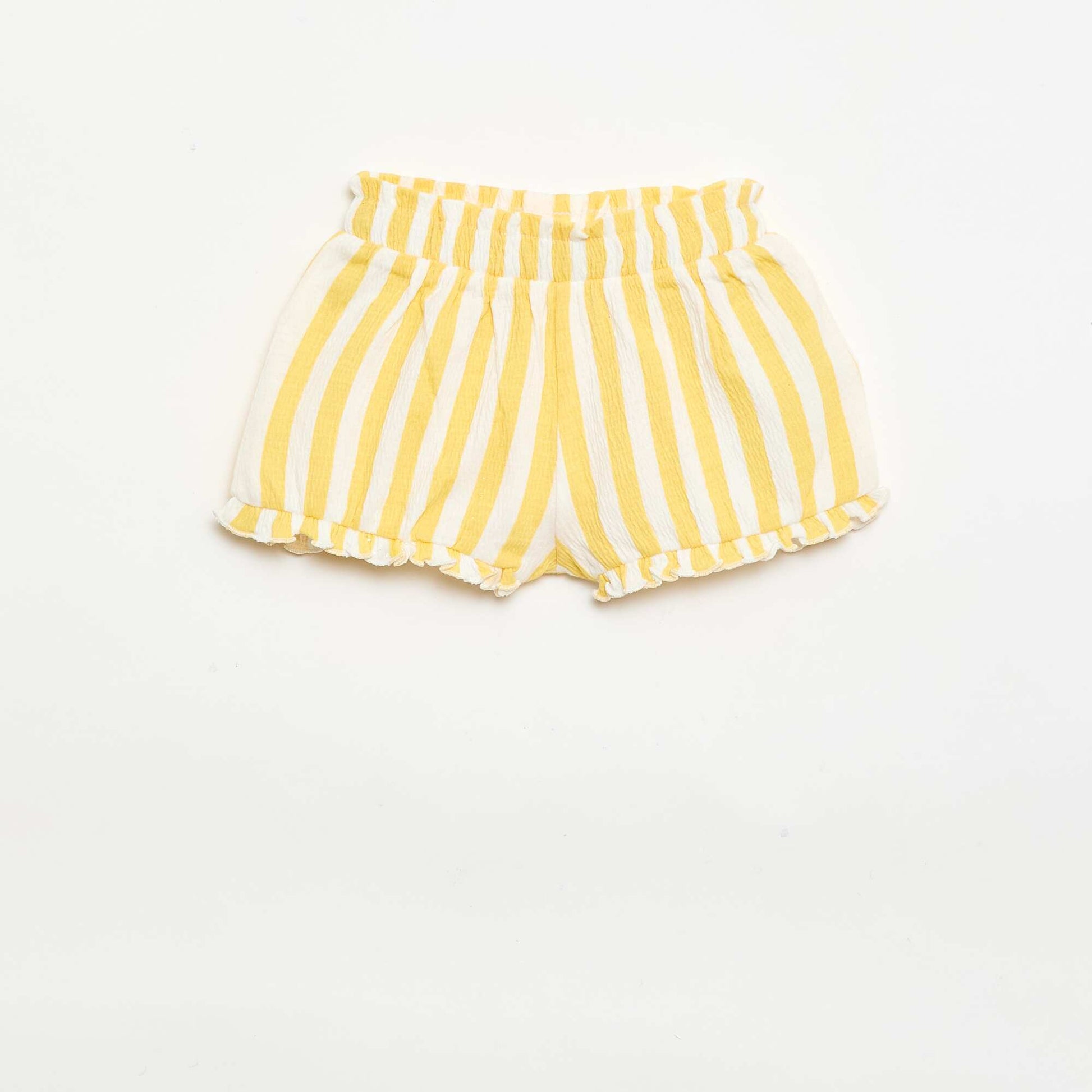 ორნამენტებიანი შორტი აბურდული დაბოლოების ყვითელი