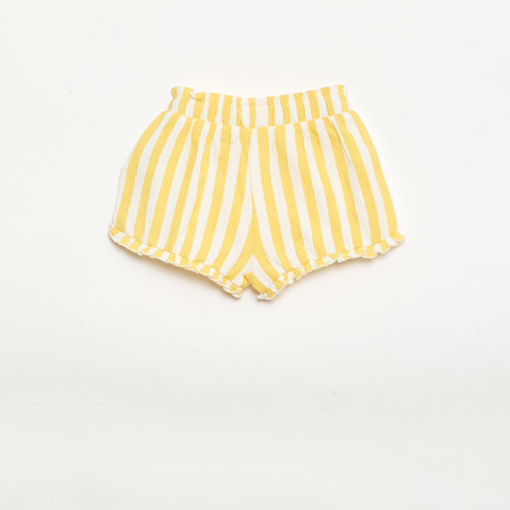 ორნამენტებიანი შორტი აბურდული დაბოლოების ყვითელი