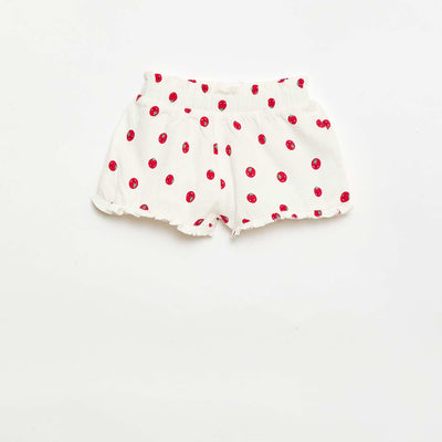 ორნამენტებიანი შორტი აბურდული დაბოლოების თეთრი