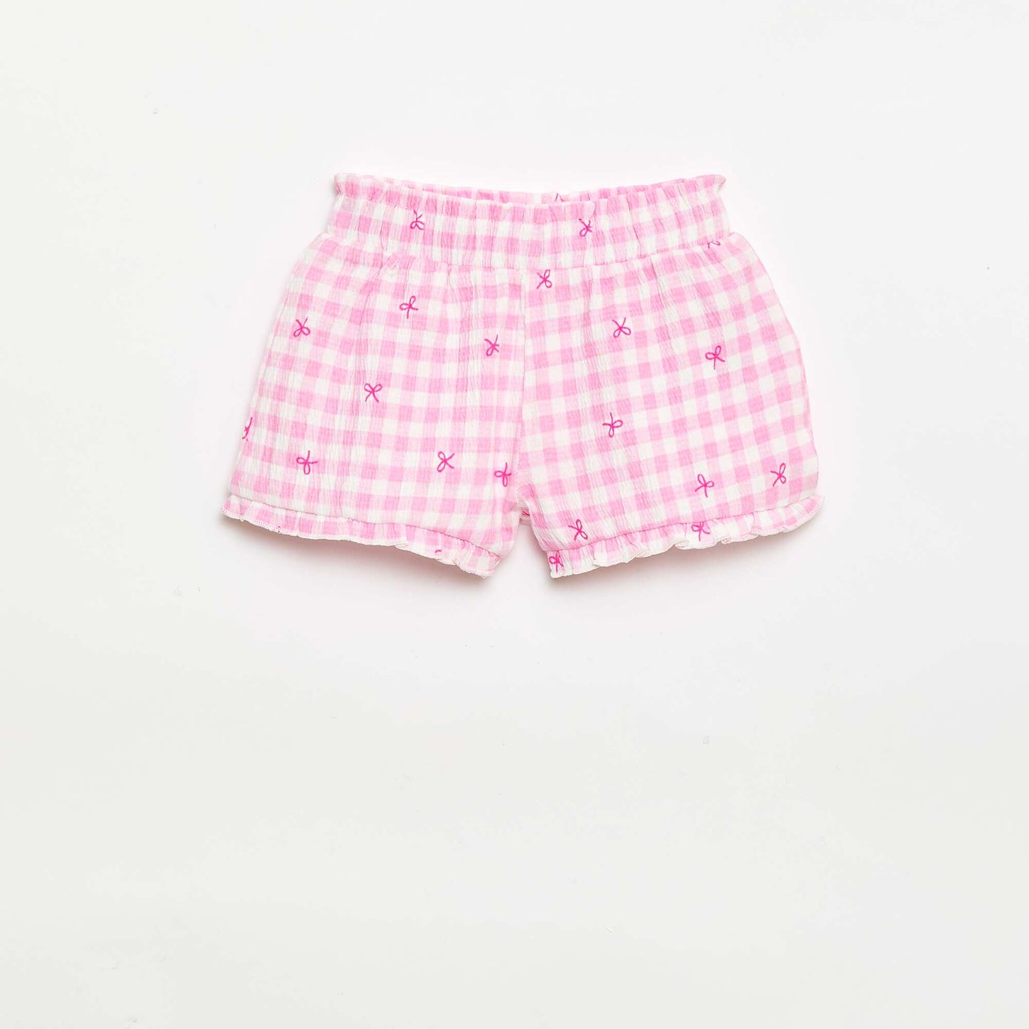 Patterned shorts with ruffled hem PINK