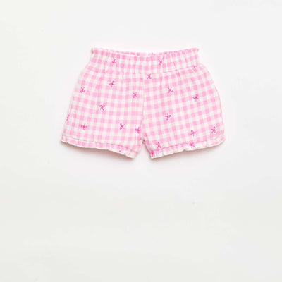 Patterned shorts with ruffled hem PINK