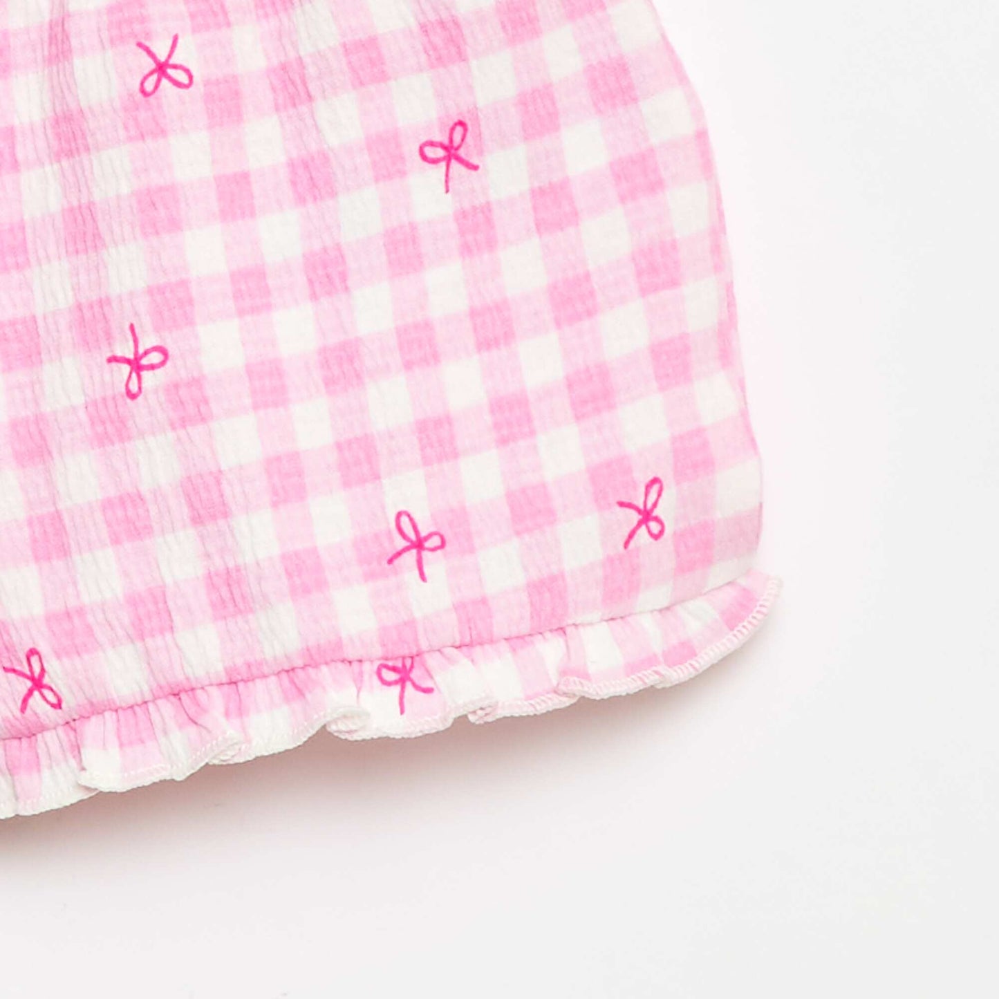 Patterned shorts with ruffled hem PINK