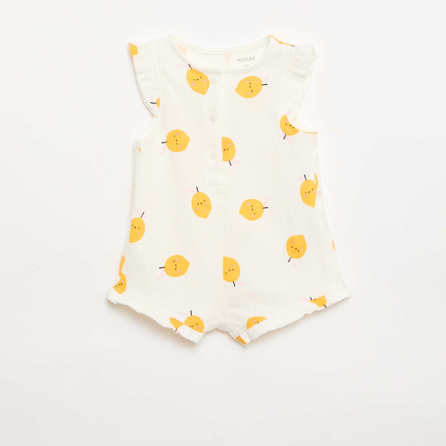 ბამბის ჯერსის ტომარა ფრიალა სახელოებით თეთრი