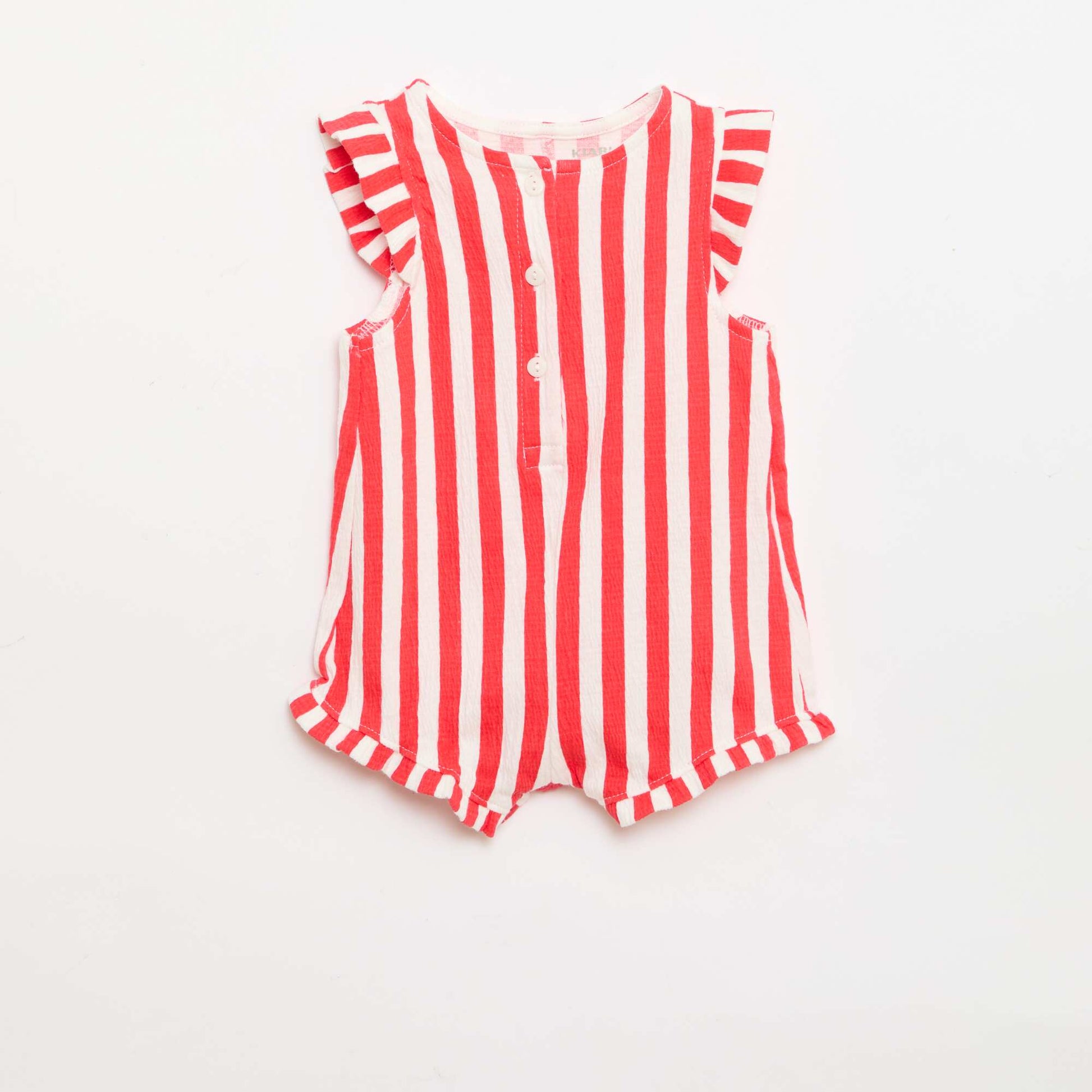 ბამბის ჯერსის მოკლე ტომპერი ფრიალა სახელოებით წითელი