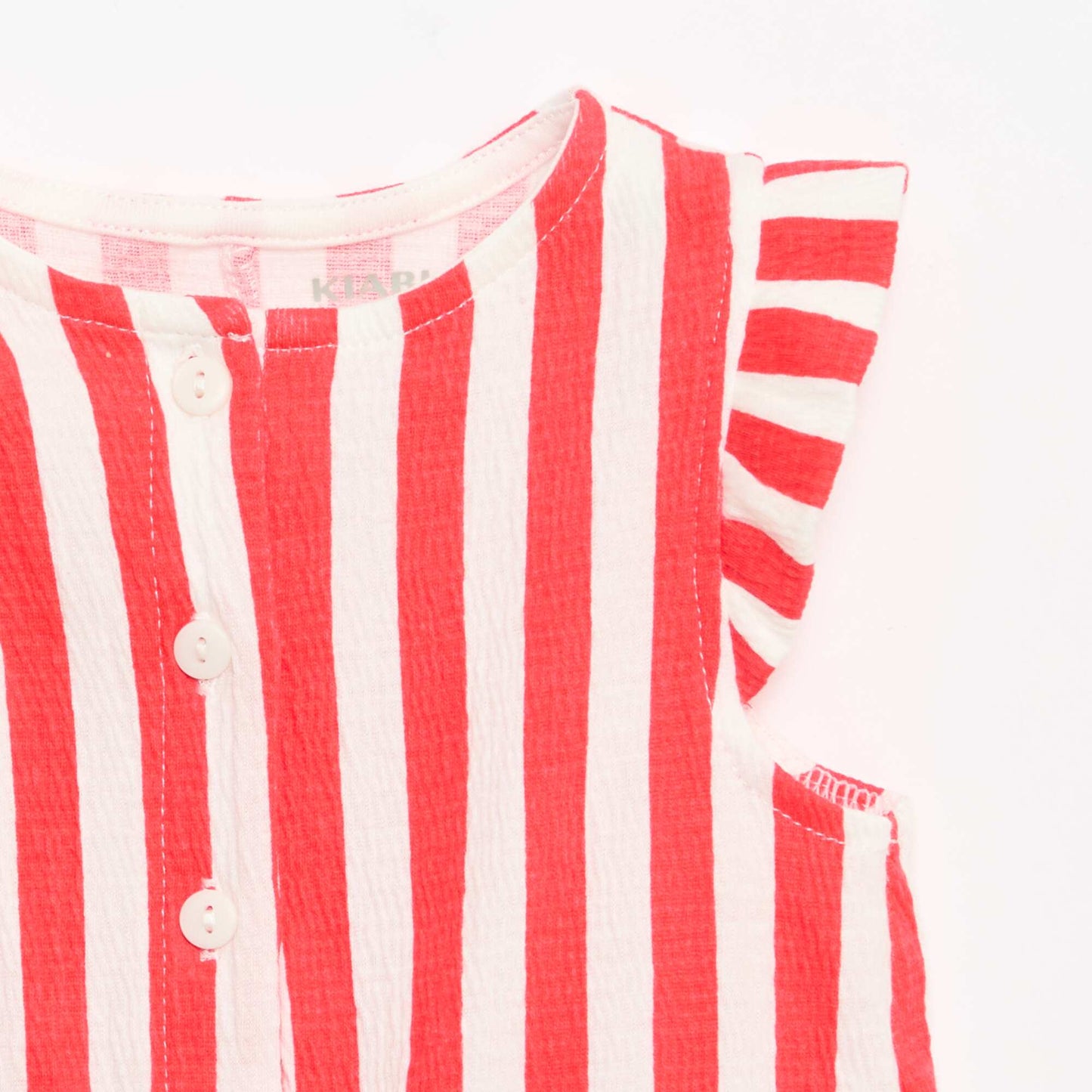 ბამბის ჯერსის მოკლე ტომპერი ფრიალა სახელოებით წითელი