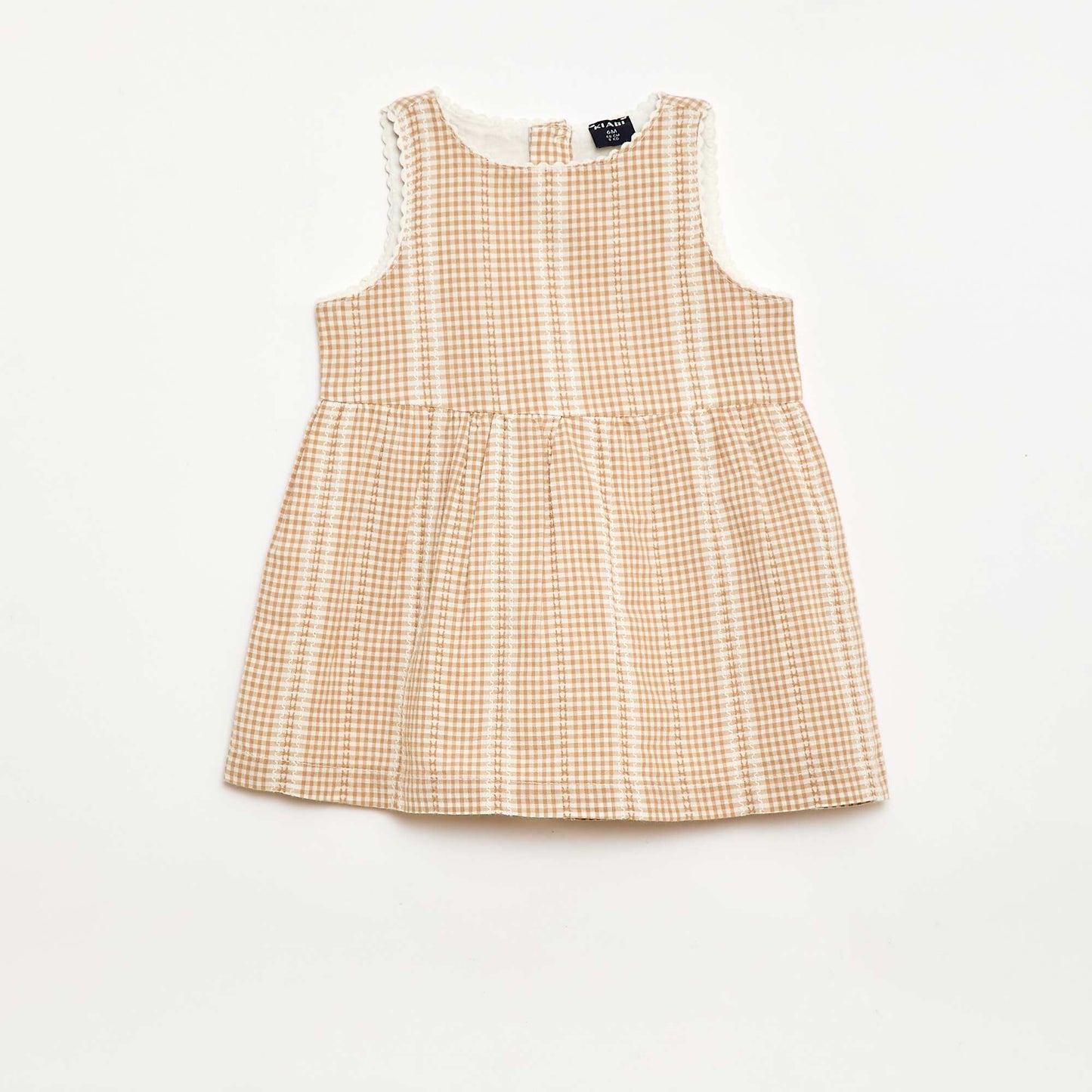 Gingham cotton gauze dress BROWN