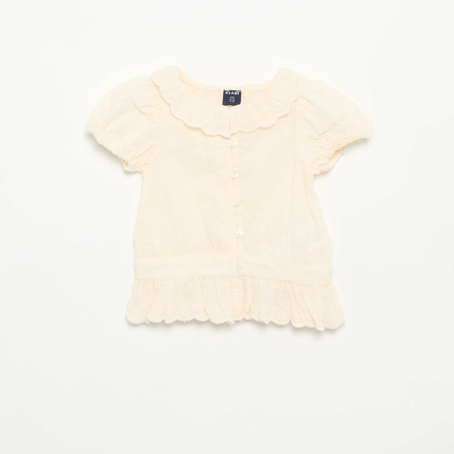 Short-sleeved broderie anglaise blouse WHITE