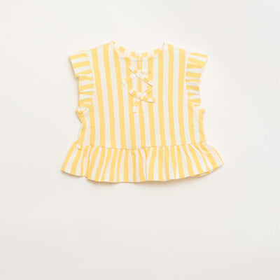 Printed T-shirt with Ruffles YELLOW
