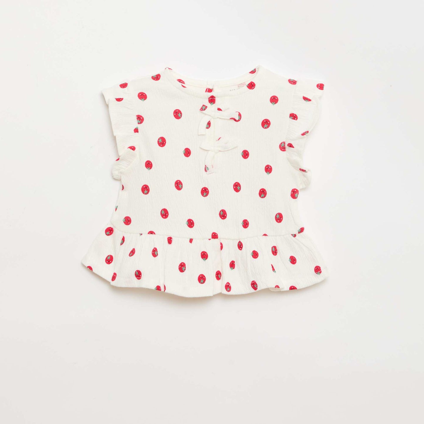 Printed T-shirt with Ruffles WHITE
