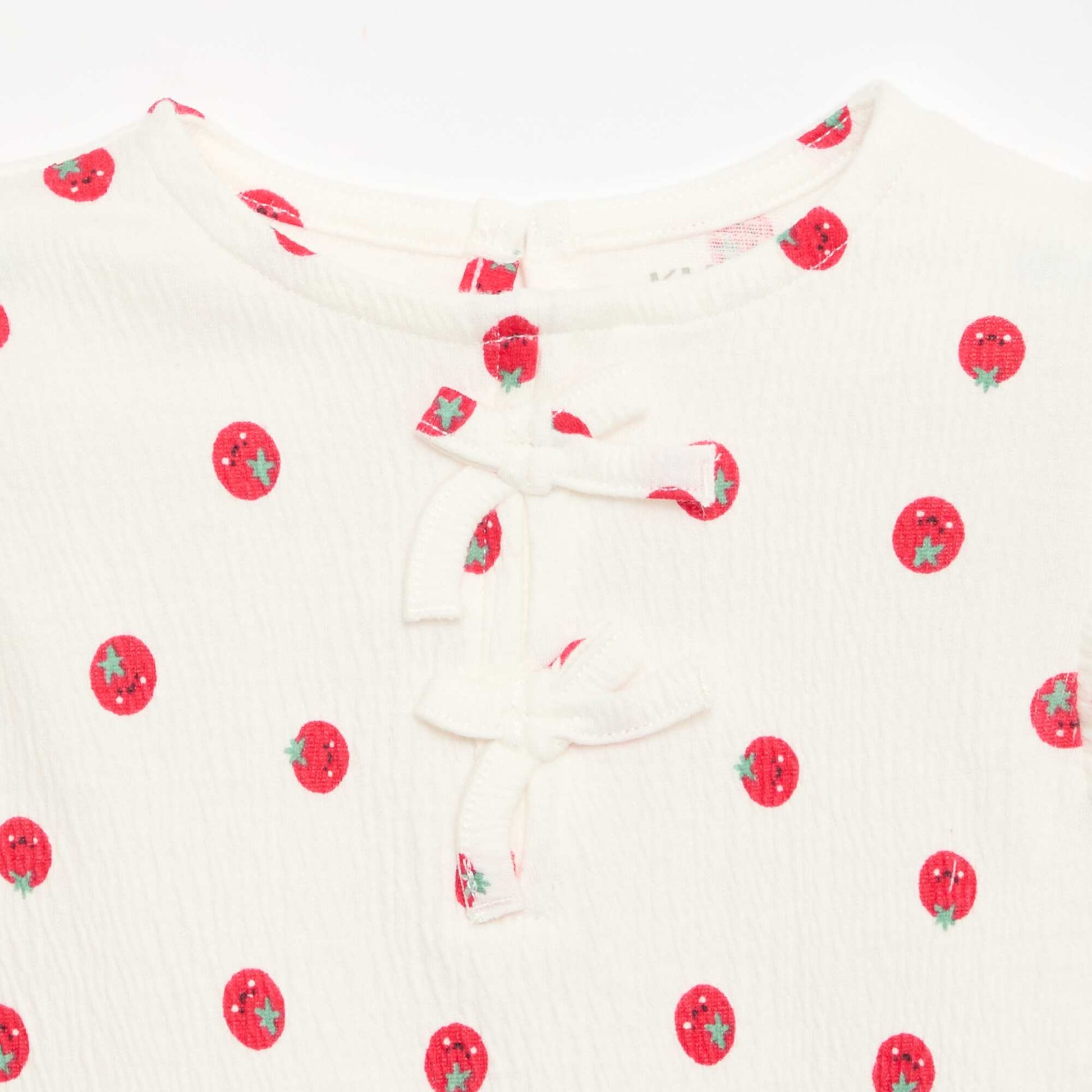 Printed T-shirt with Ruffles WHITE