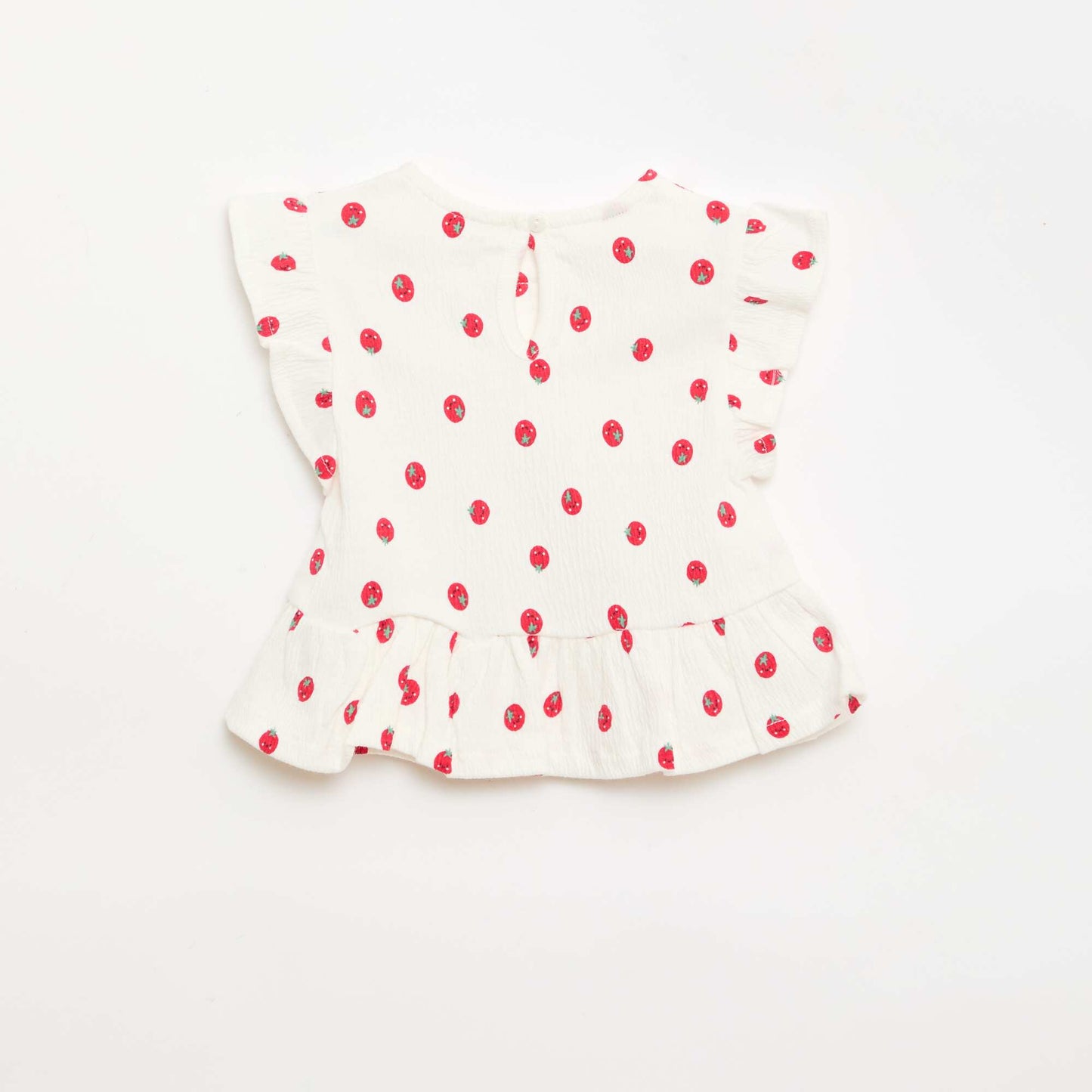 Printed T-shirt with Ruffles WHITE