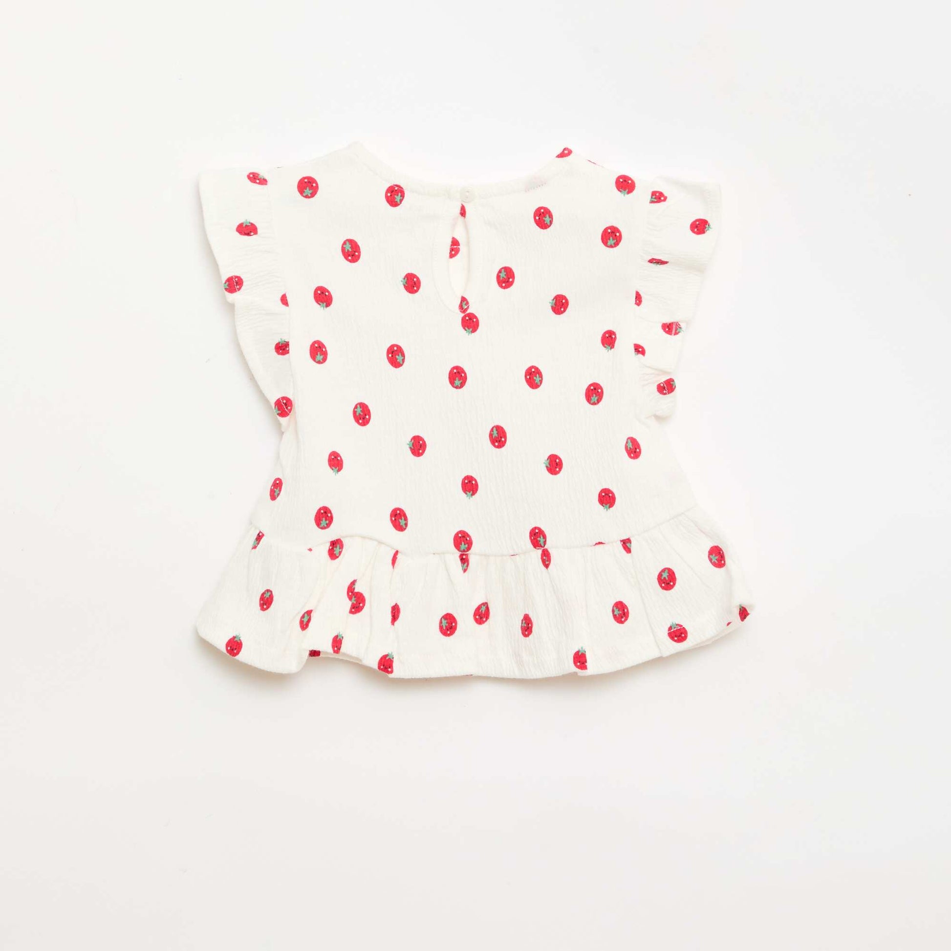 Printed T-shirt with Ruffles WHITE