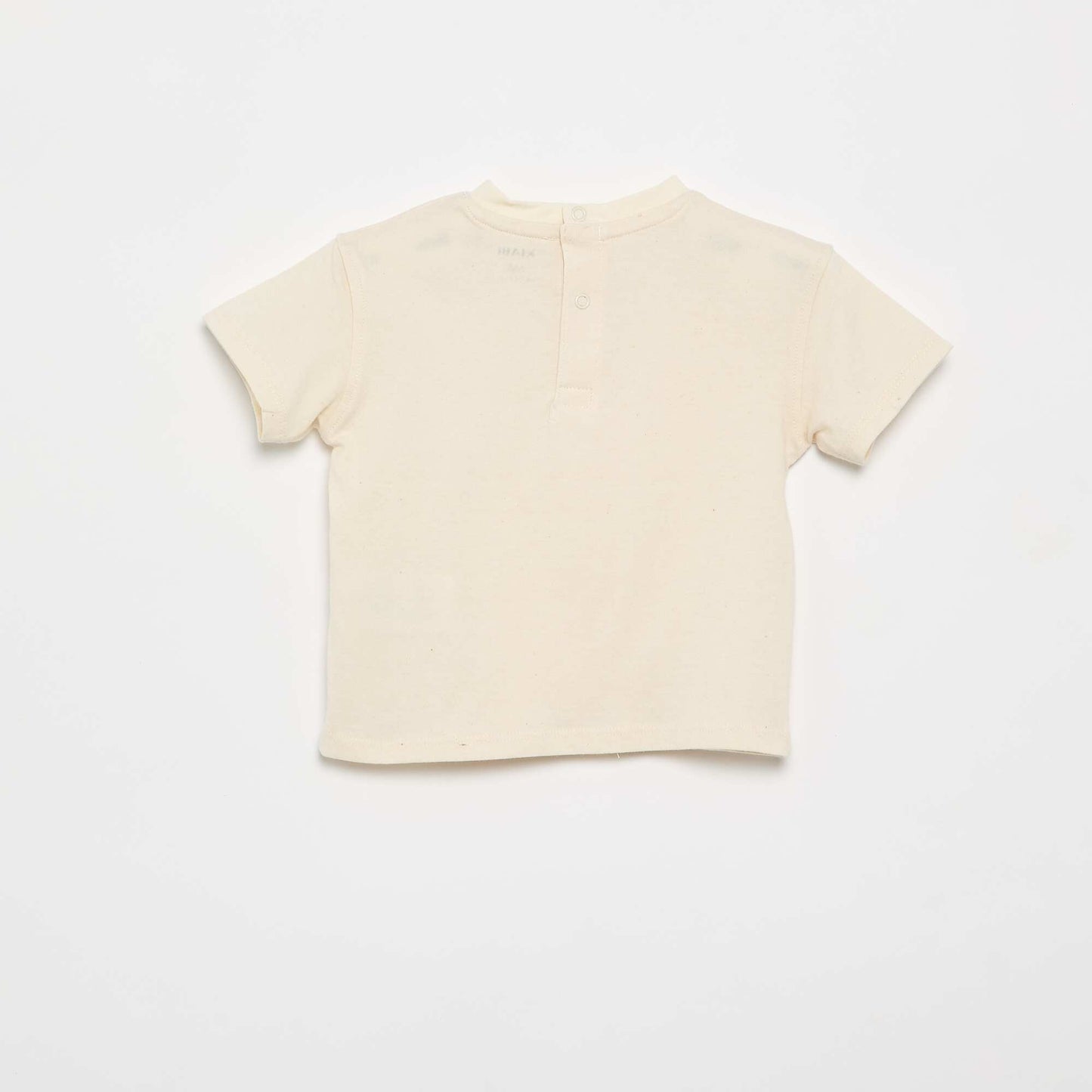 მთლიანი მაისური ლამაზი ყვავილებიანი საყელოთი კრემისფერი