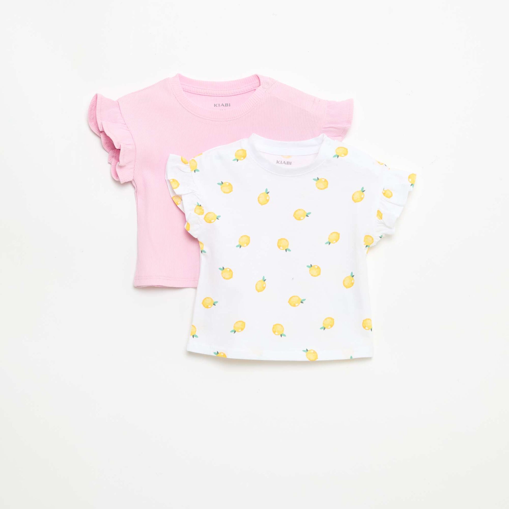 2 ცალიანი მოკლემკლავიანი ბამბის ჯერსის მაისურები თეთრი