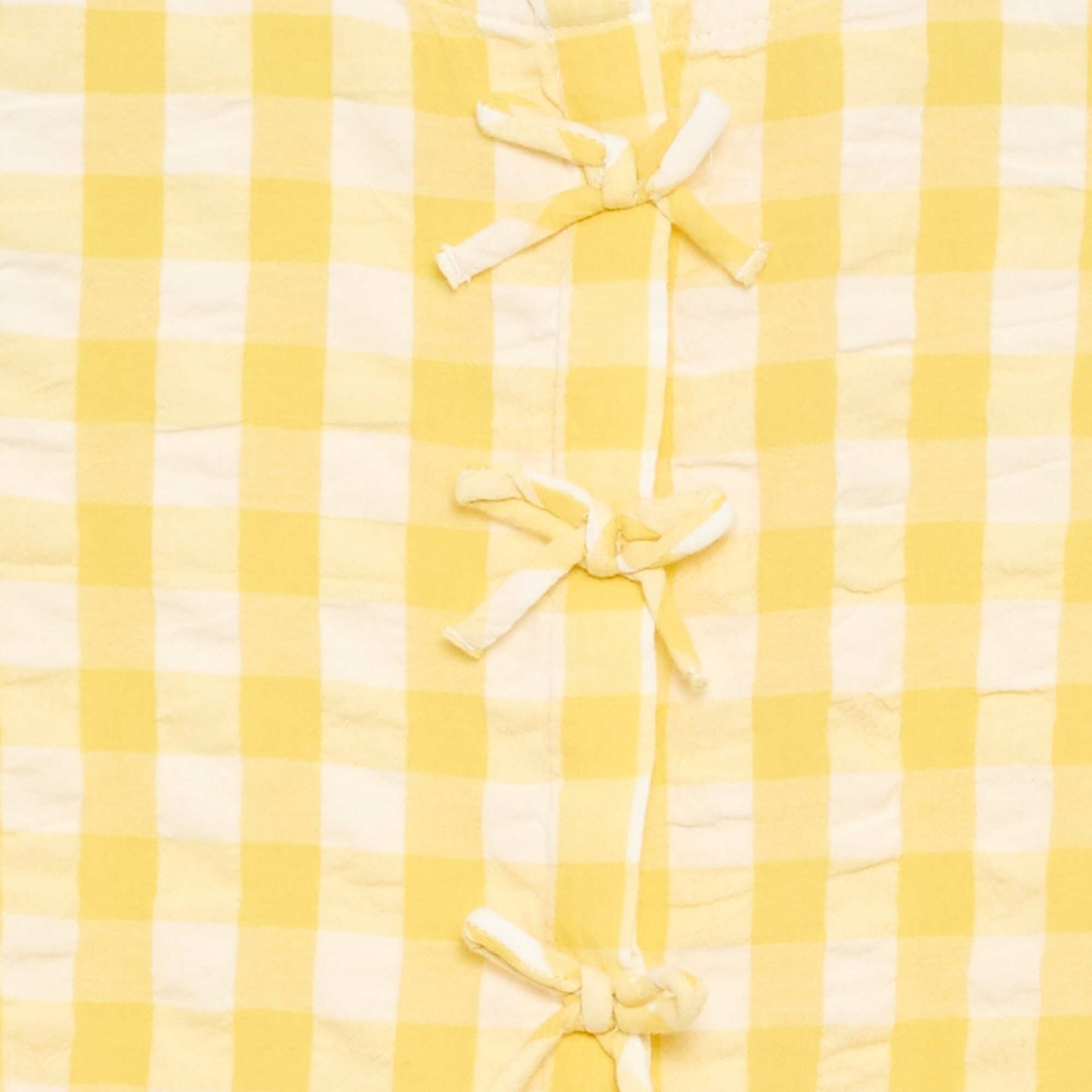 Short-sleeved gingham dress with bow + scrunchie YELLOW
