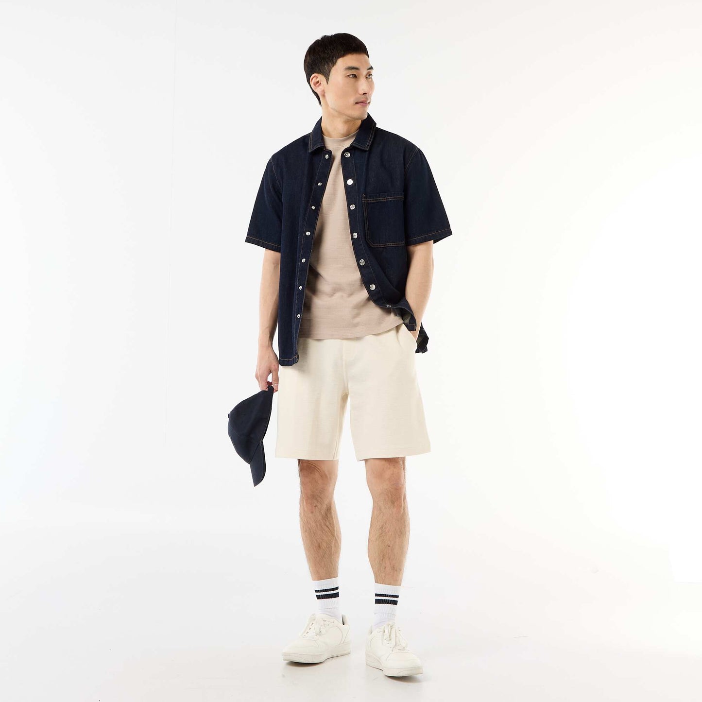 Lightweight French Terry Bermuda Shorts WHITE