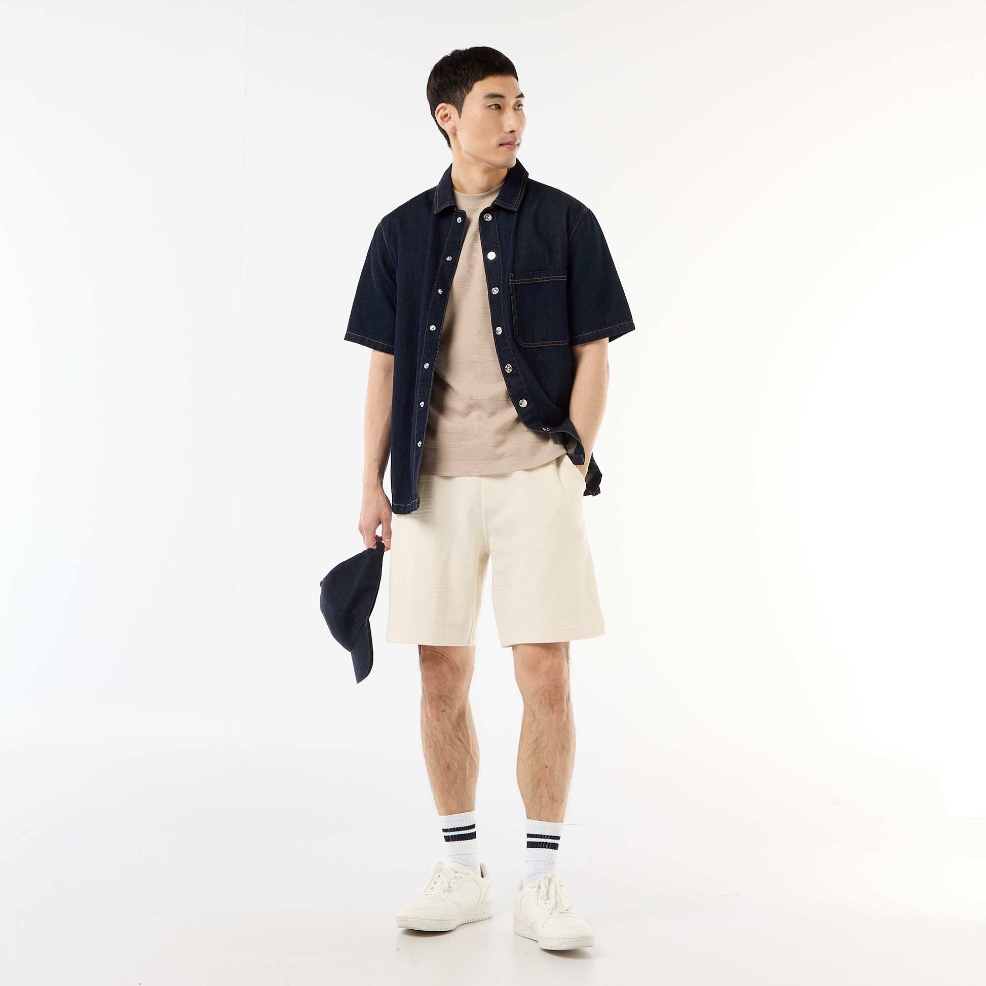 Lightweight French Terry Bermuda Shorts WHITE